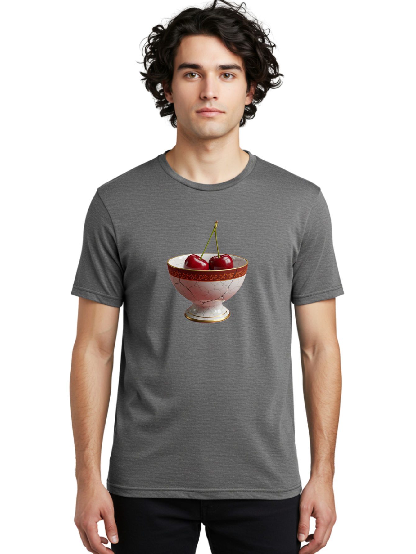 Cherries-In-Kintsugi-Bowl Men'S Graphic Tee, 100% Cotton, Comfortable Casual Summer Wear, Machine Washable, Vintage Camera, Old Camera, Antique Camera, Black Camera, Classic Photography, Photography Equipment, Nostalgic Device, Film Camera, Bai709