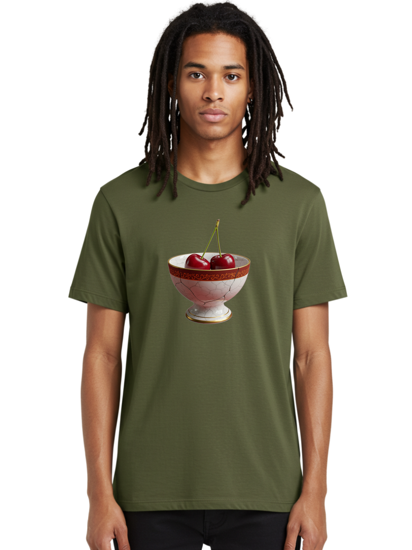 Cherries-In-Kintsugi-Bowl Men'S Graphic Tee, 100% Cotton, Comfortable Casual Summer Wear, Machine Washable, Vintage Camera, Old Camera, Antique Camera, Black Camera, Classic Photography, Photography Equipment, Nostalgic Device, Film Camera, Bai709