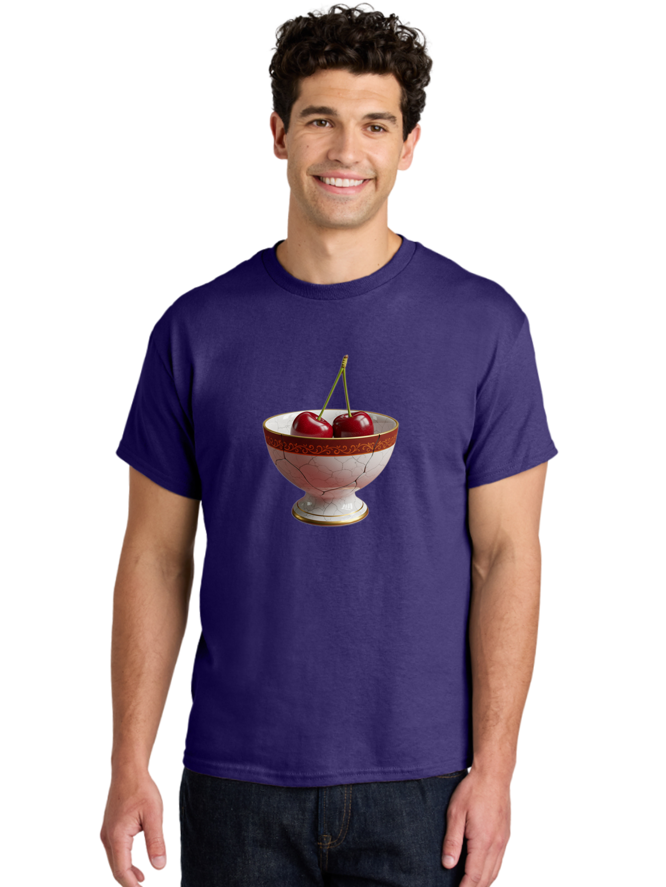 Cherries-In-Kintsugi-Bowl Men'S Graphic Tee, 100% Cotton, Comfortable Casual Summer Wear, Machine Washable, Vintage Camera, Old Camera, Antique Camera, Black Camera, Classic Photography, Photography Equipment, Nostalgic Device, Film Camera, Bai709