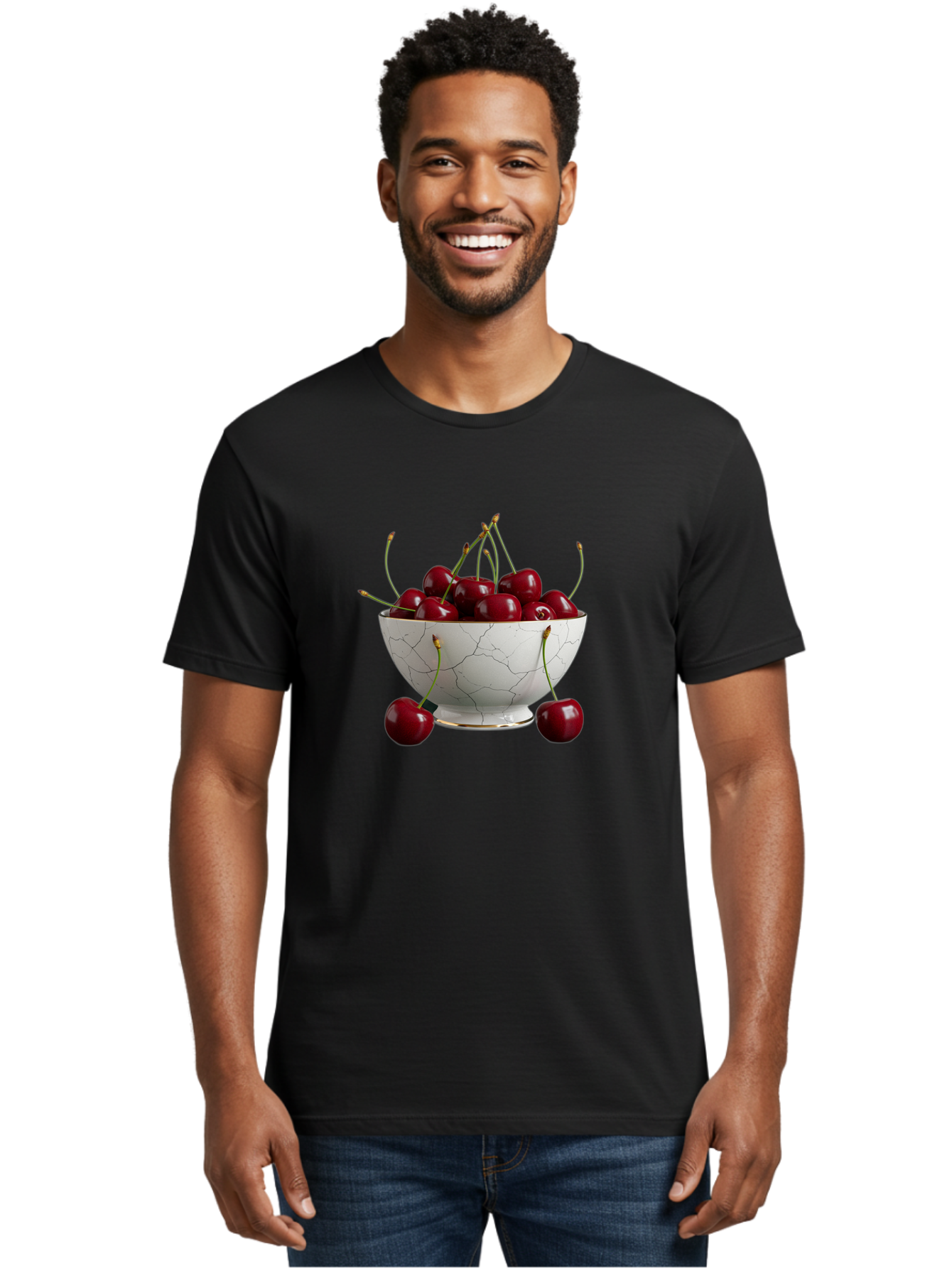 Cherries-In-Marble-Bowl Men'S Graphic Tee, 100% Cotton, Comfortable Casual Summer Wear, Machine Washable, Vintage Camera, Old Camera, Antique Camera, Black Camera, Classic Photography, Photography Equipment, Nostalgic Device, Film Camera, Bai710