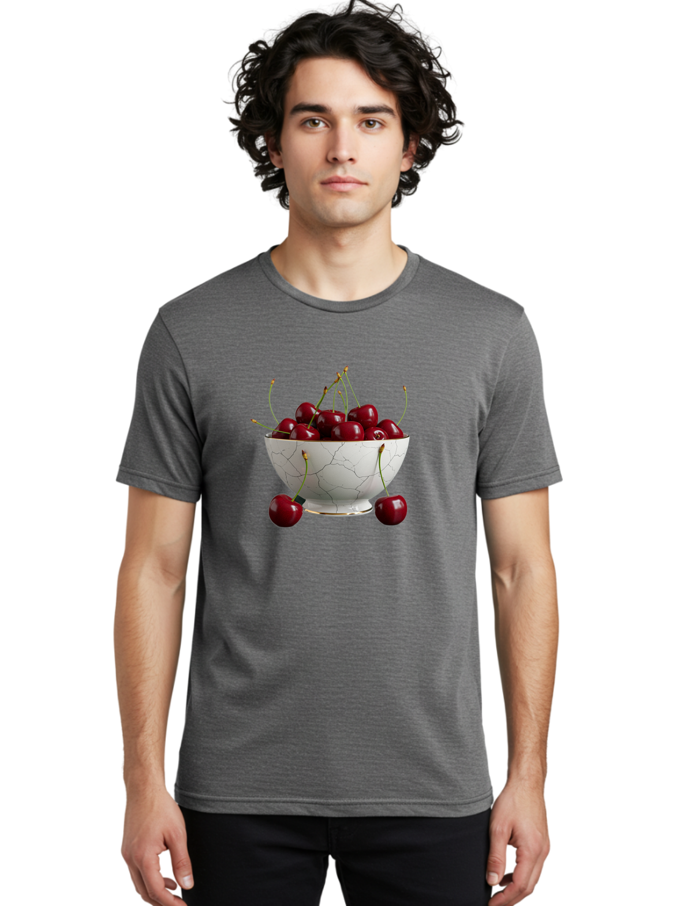 Cherries-In-Marble-Bowl Men'S Graphic Tee, 100% Cotton, Comfortable Casual Summer Wear, Machine Washable, Vintage Camera, Old Camera, Antique Camera, Black Camera, Classic Photography, Photography Equipment, Nostalgic Device, Film Camera, Bai710