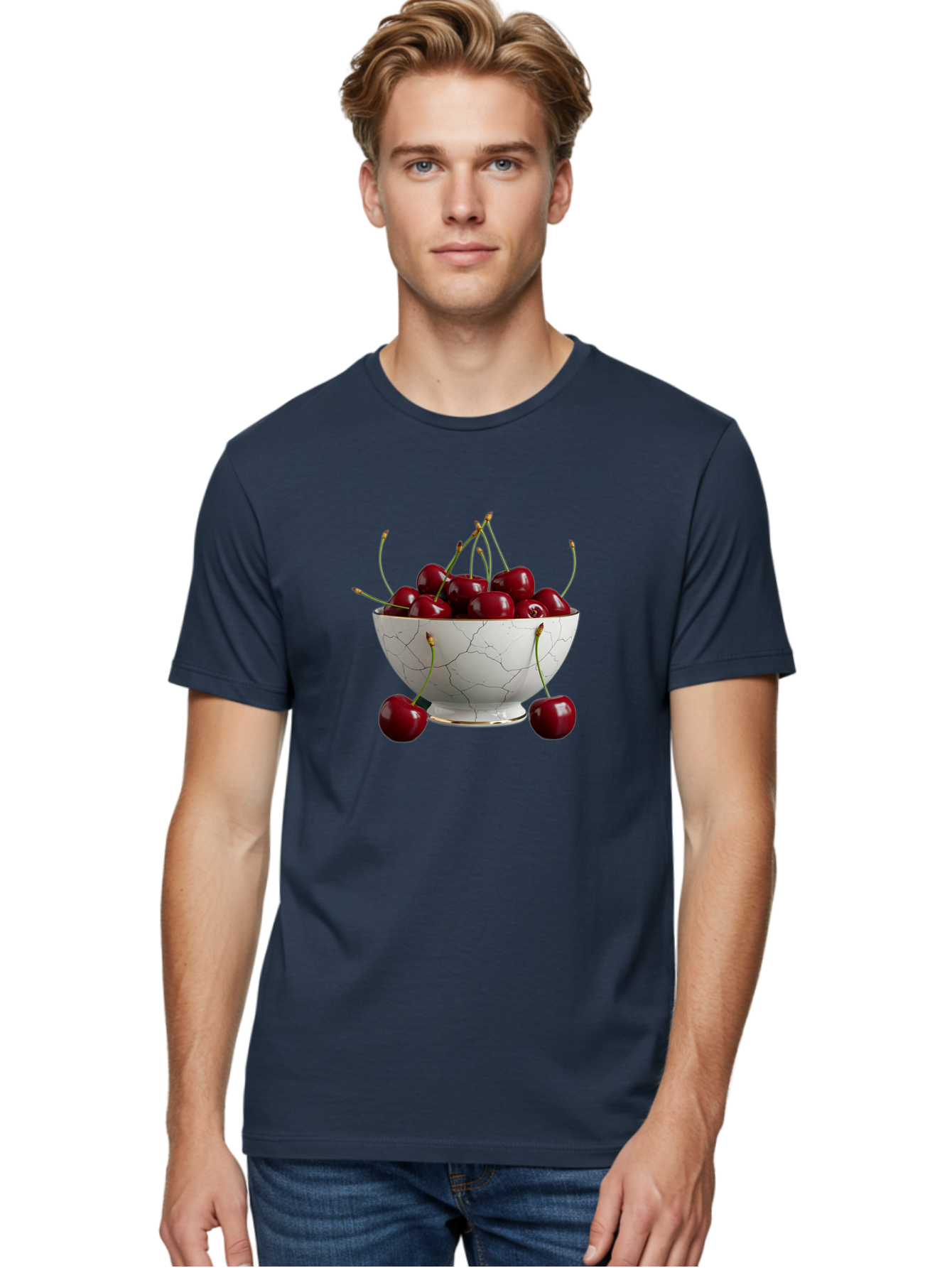 Cherries-In-Marble-Bowl Men'S Graphic Tee, 100% Cotton, Comfortable Casual Summer Wear, Machine Washable, Vintage Camera, Old Camera, Antique Camera, Black Camera, Classic Photography, Photography Equipment, Nostalgic Device, Film Camera, Bai710