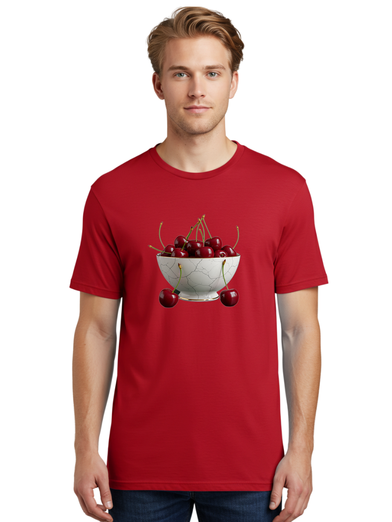 Cherries-In-Marble-Bowl Men'S Graphic Tee, 100% Cotton, Comfortable Casual Summer Wear, Machine Washable, Vintage Camera, Old Camera, Antique Camera, Black Camera, Classic Photography, Photography Equipment, Nostalgic Device, Film Camera, Bai710