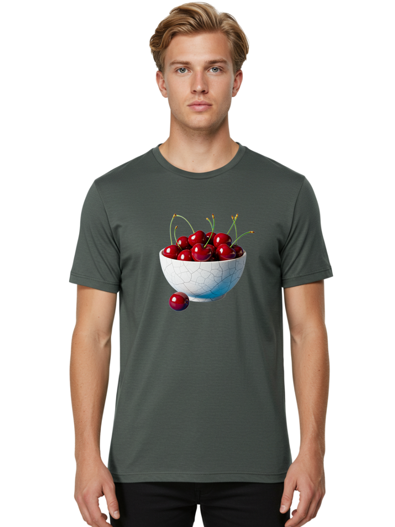 Cherries-In-White-Bowl Men'S Graphic Tee, 100% Cotton, Comfortable Casual Summer Wear, Machine Washable, Vintage Camera, Old Camera, Antique Camera, Black Camera, Classic Photography, Photography Equipment, Nostalgic Device, Film Camera, Bai712