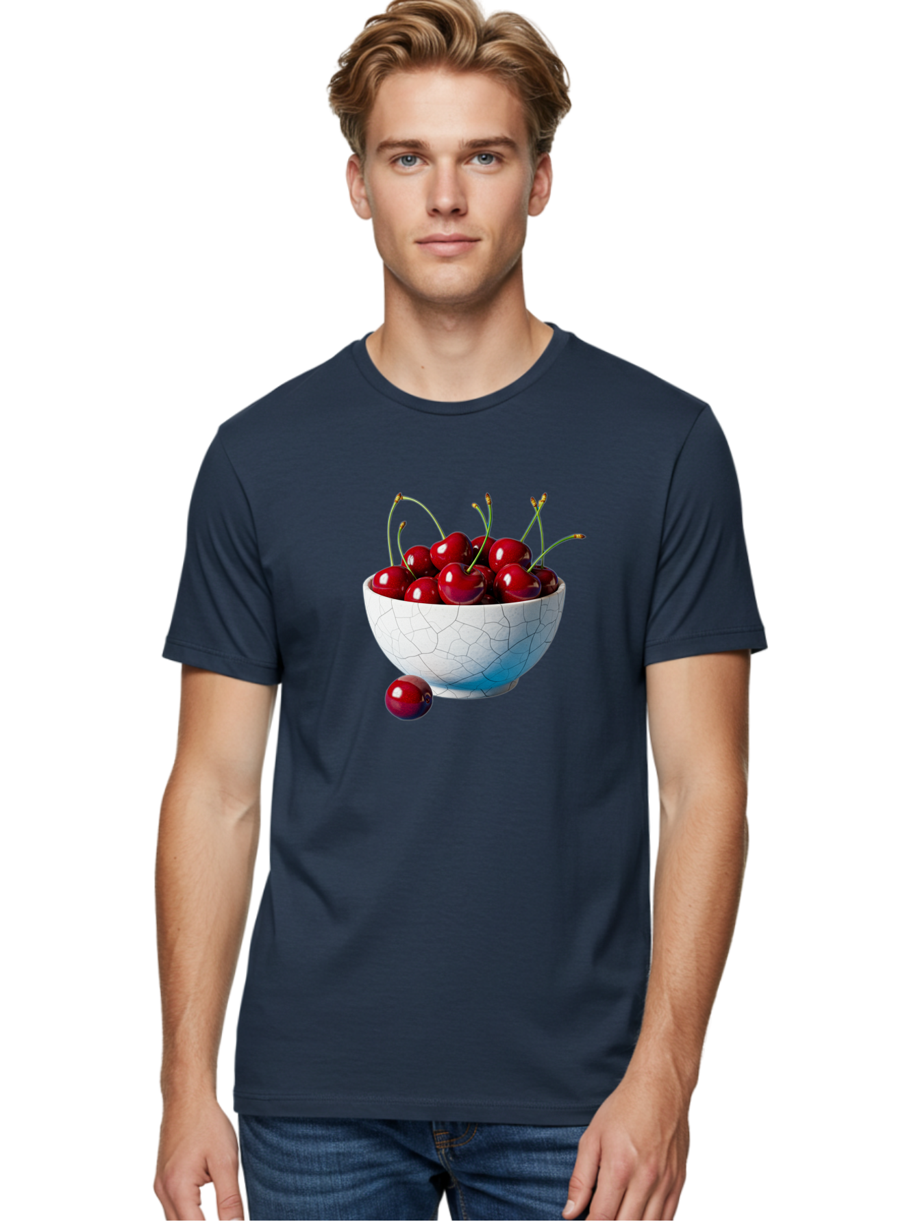 Cherries-In-White-Bowl Men'S Graphic Tee, 100% Cotton, Comfortable Casual Summer Wear, Machine Washable, Vintage Camera, Old Camera, Antique Camera, Black Camera, Classic Photography, Photography Equipment, Nostalgic Device, Film Camera, Bai712