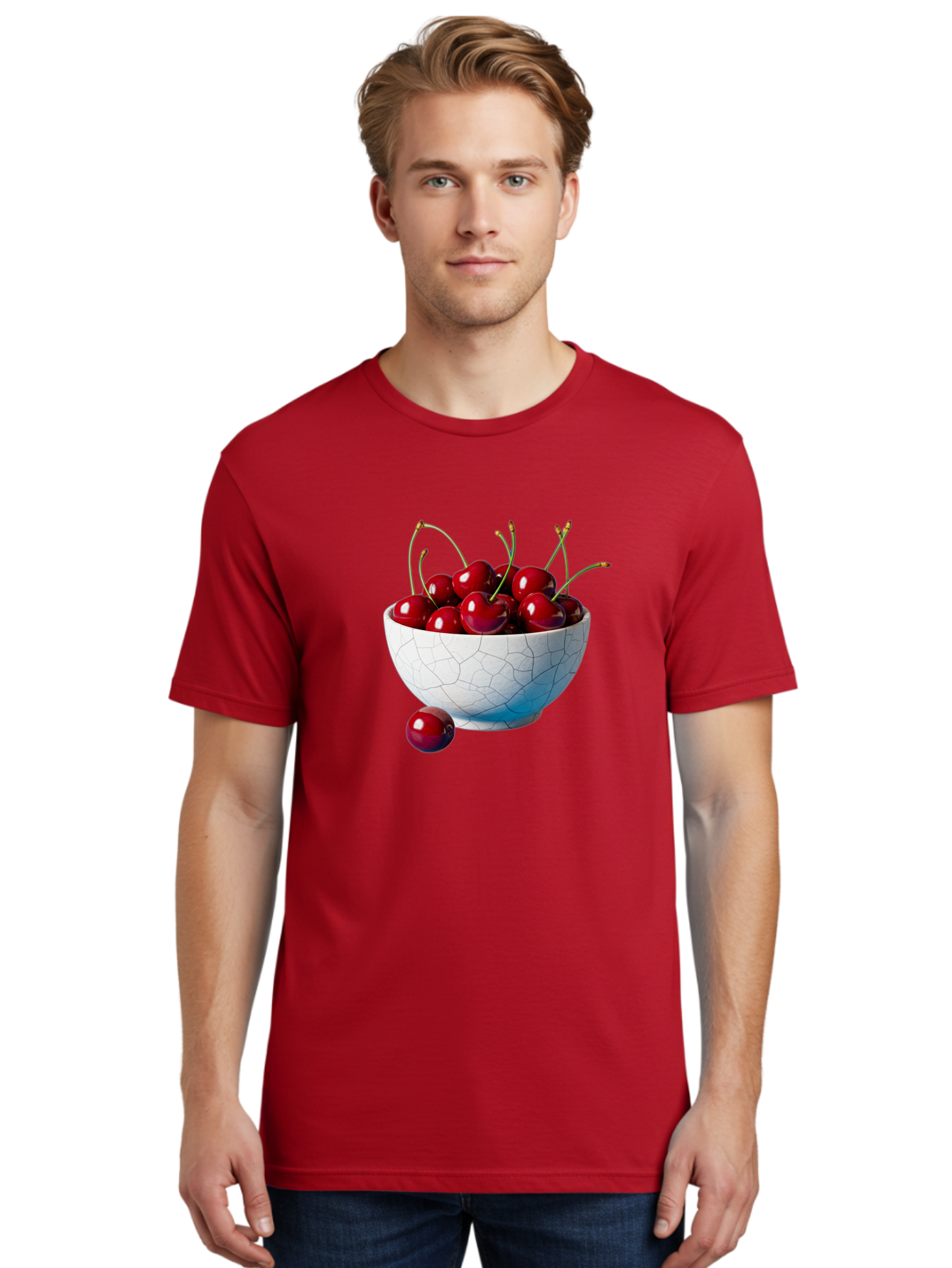 Cherries-In-White-Bowl Men'S Graphic Tee, 100% Cotton, Comfortable Casual Summer Wear, Machine Washable, Vintage Camera, Old Camera, Antique Camera, Black Camera, Classic Photography, Photography Equipment, Nostalgic Device, Film Camera, Bai712