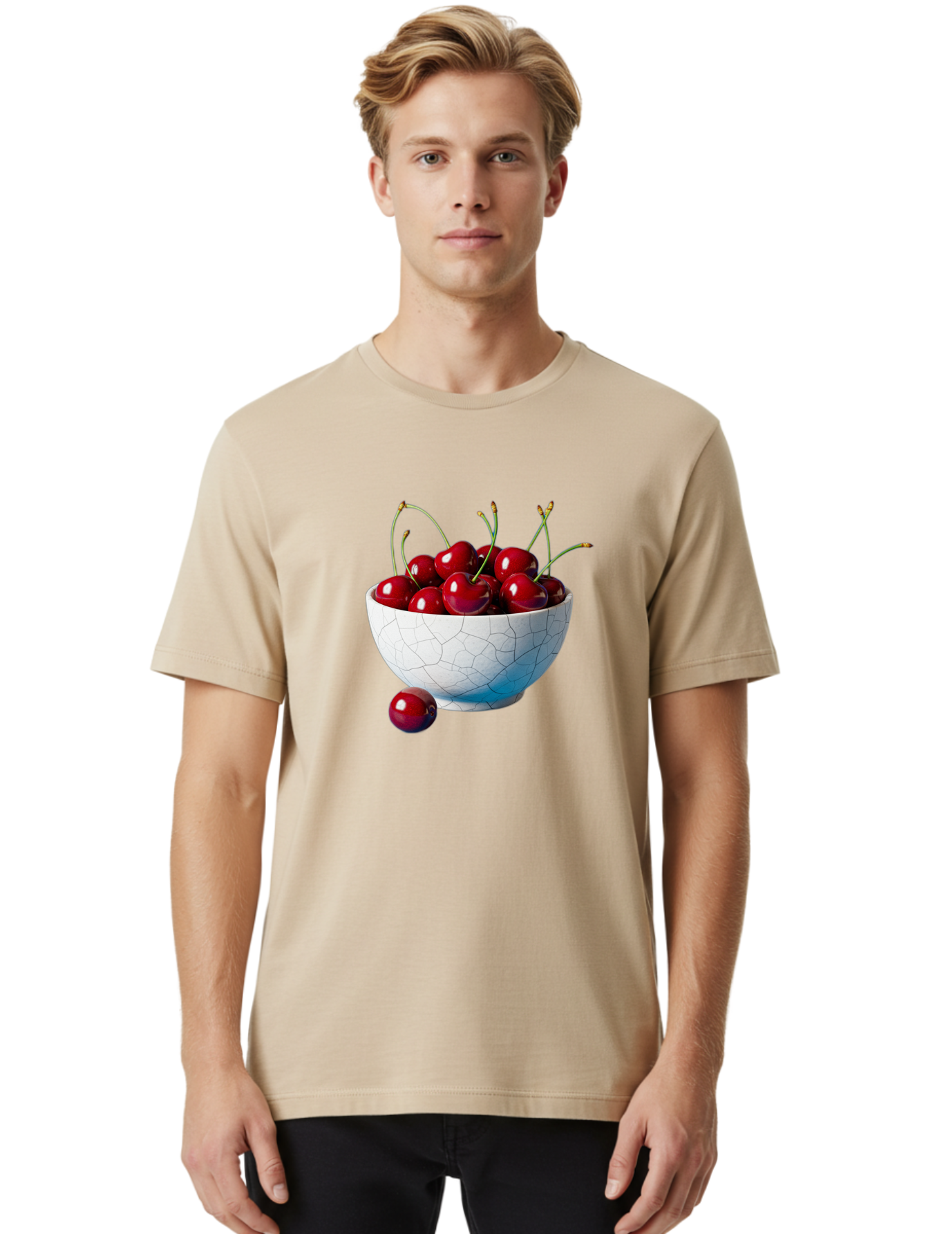 Cherries-In-White-Bowl Men'S Graphic Tee, 100% Cotton, Comfortable Casual Summer Wear, Machine Washable, Vintage Camera, Old Camera, Antique Camera, Black Camera, Classic Photography, Photography Equipment, Nostalgic Device, Film Camera, Bai712