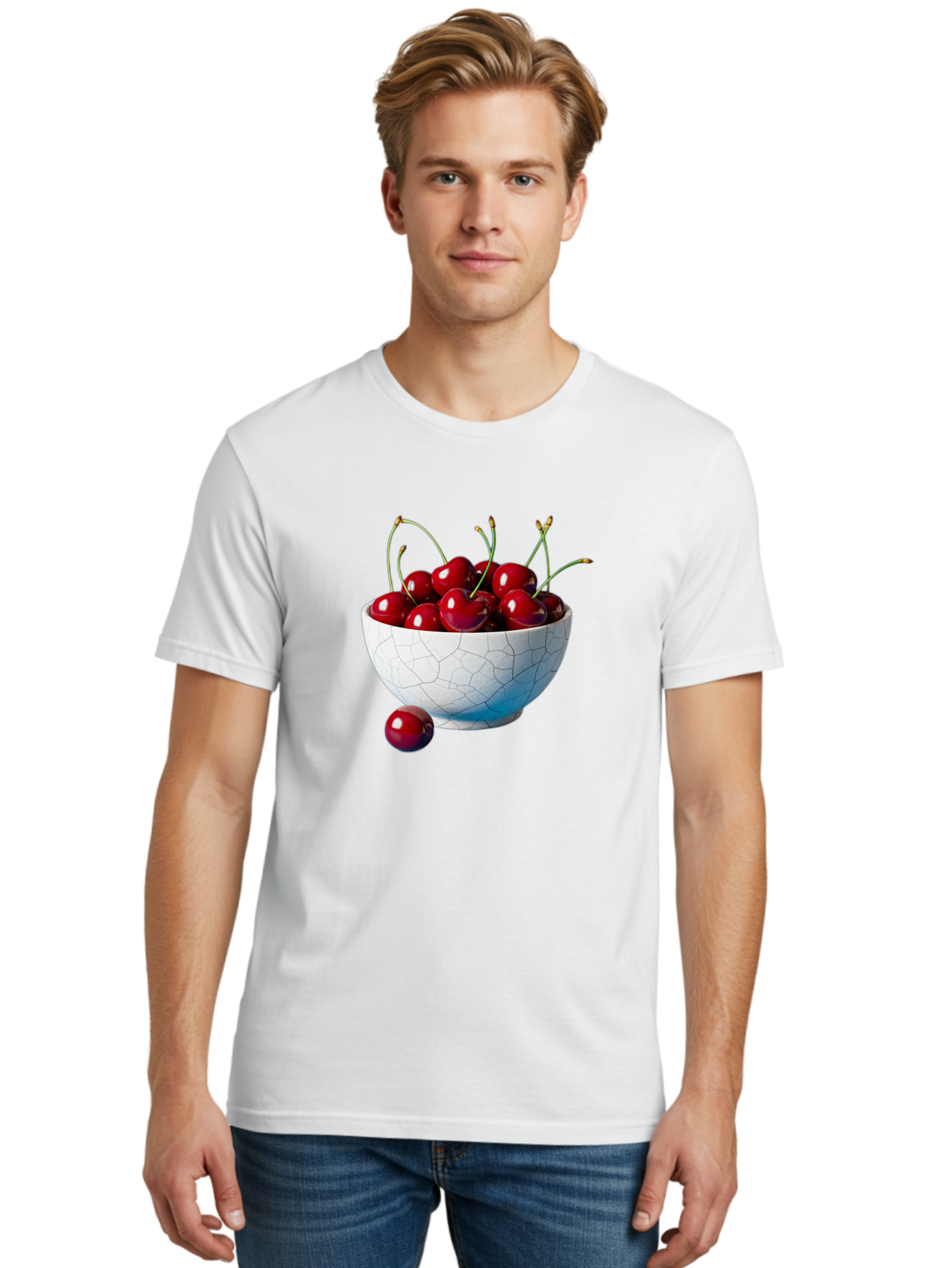 Cherries-In-White-Bowl Men'S Graphic Tee, 100% Cotton, Comfortable Casual Summer Wear, Machine Washable, Vintage Camera, Old Camera, Antique Camera, Black Camera, Classic Photography, Photography Equipment, Nostalgic Device, Film Camera, Bai712