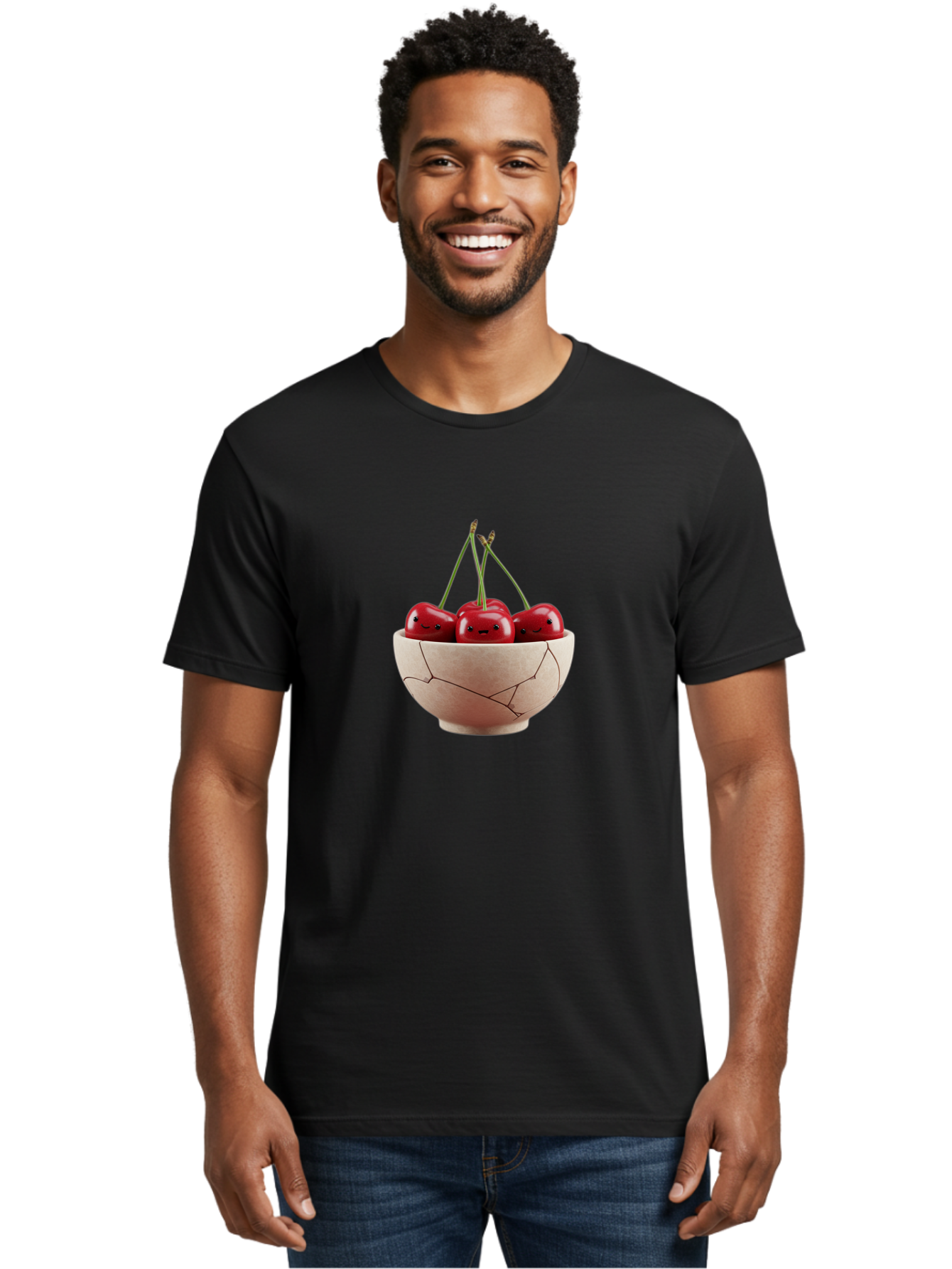 Cherries-With-Faces-In-Broken-Bowl Men'S Graphic Tee, 100% Cotton, Comfortable Casual Summer Wear, Machine Washable, Vintage Camera, Old Camera, Antique Camera, Black Camera, Classic Photography, Photography Equipment, Nostalgic Device, Bai714