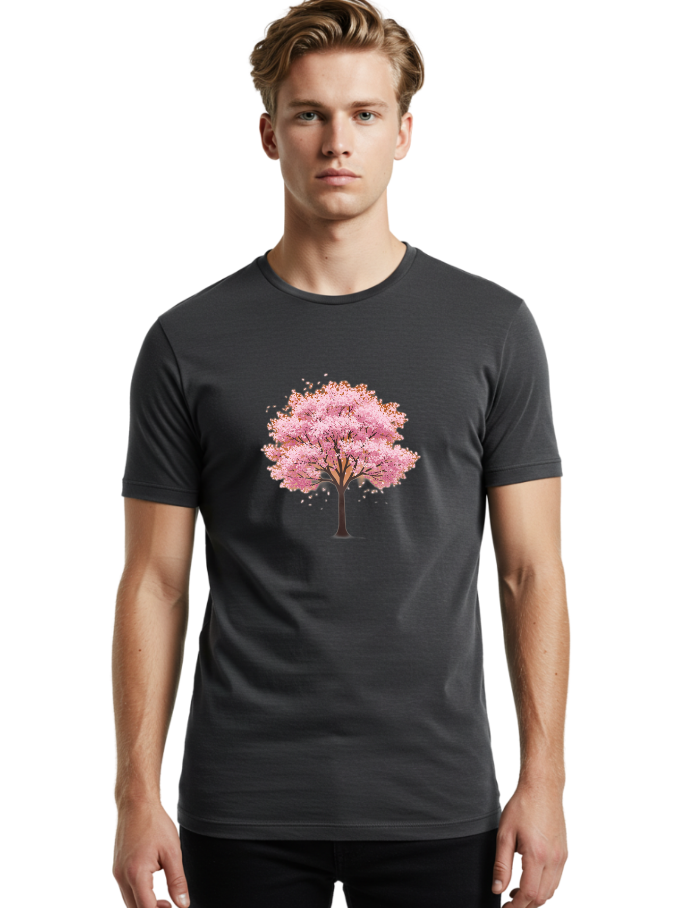 Cherry-Blossom-Tree-2 Men'S Graphic Tee, 100% Cotton, Comfortable Casual Summer Wear, Machine Washable, Vintage Camera, Old Camera, Antique Camera, Black Camera, Classic Photography, Photography Equipment, Nostalgic Device, Film Camera, Bai720
