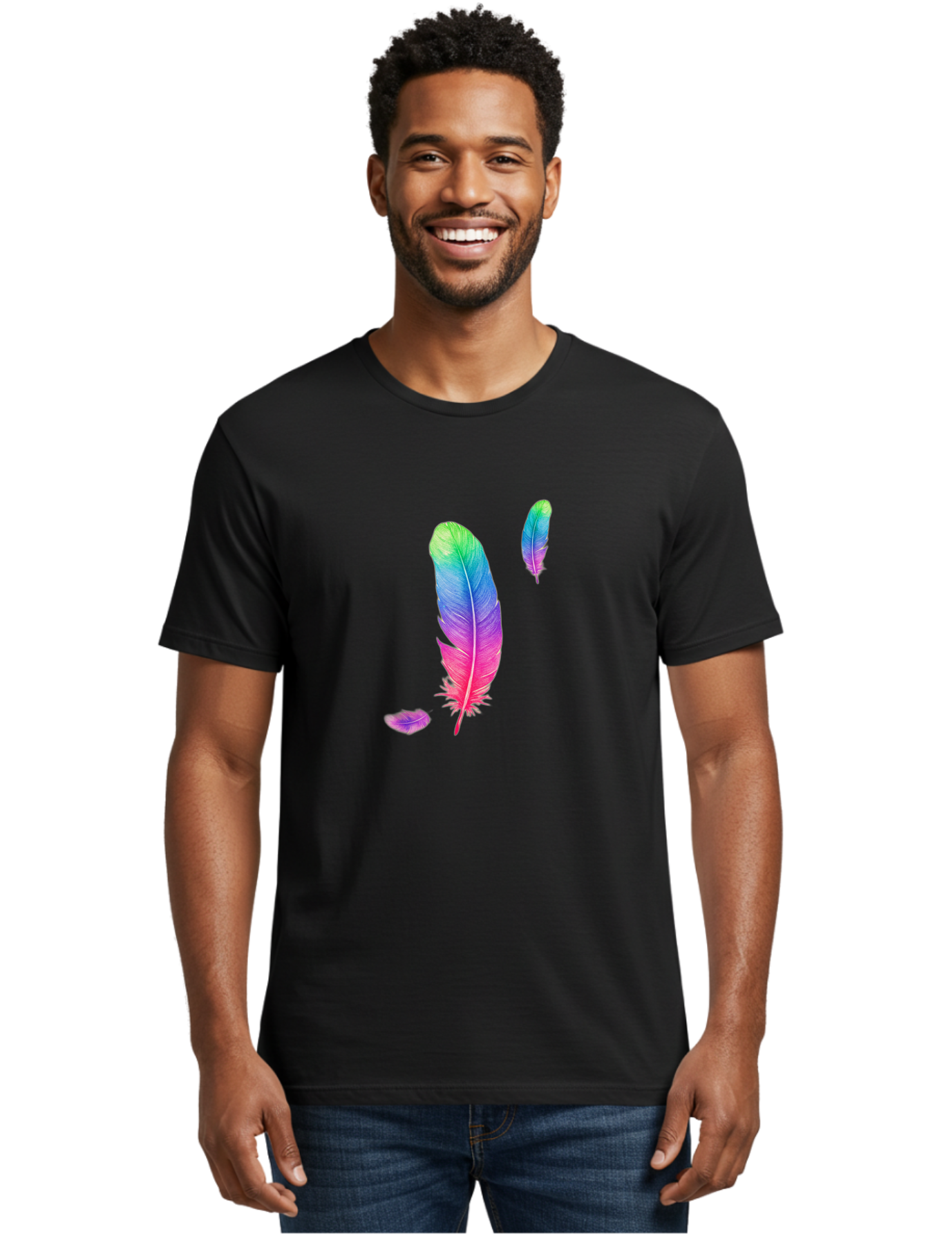 Colorful-Feathers-1 Men'S Graphic Tee, 100% Cotton, Comfortable Casual Summer Wear, Machine Washable, Vintage Camera, Old Camera, Antique Camera, Black Camera, Classic Photography, Photography Equipment, Nostalgic Device, Film Camera, Bai729
