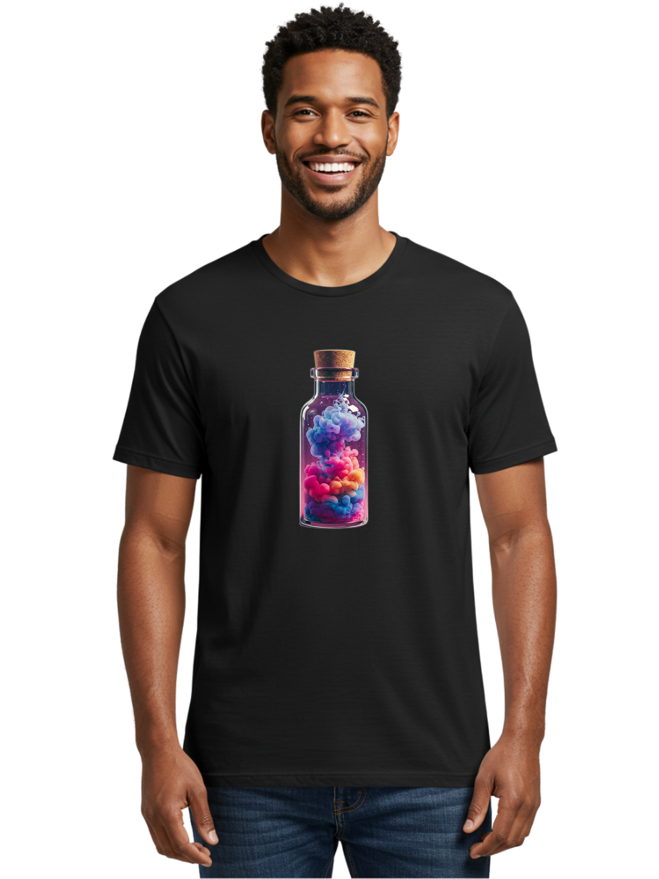 Colorful-Smoke-In-Bottle Men'S Graphic Tee, 100% Cotton, Comfortable Casual Summer Wear, Machine Washable, Vintage Camera, Old Camera, Antique Camera, Black Camera, Classic Photography, Photography Equipment, Nostalgic Device, Film Camera, Bai731