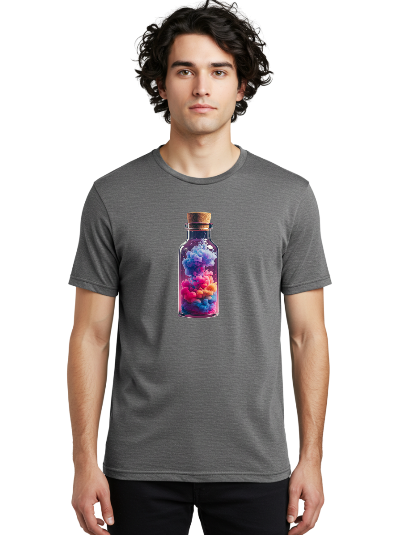 Colorful-Smoke-In-Bottle Men'S Graphic Tee, 100% Cotton, Comfortable Casual Summer Wear, Machine Washable, Vintage Camera, Old Camera, Antique Camera, Black Camera, Classic Photography, Photography Equipment, Nostalgic Device, Film Camera, Bai731