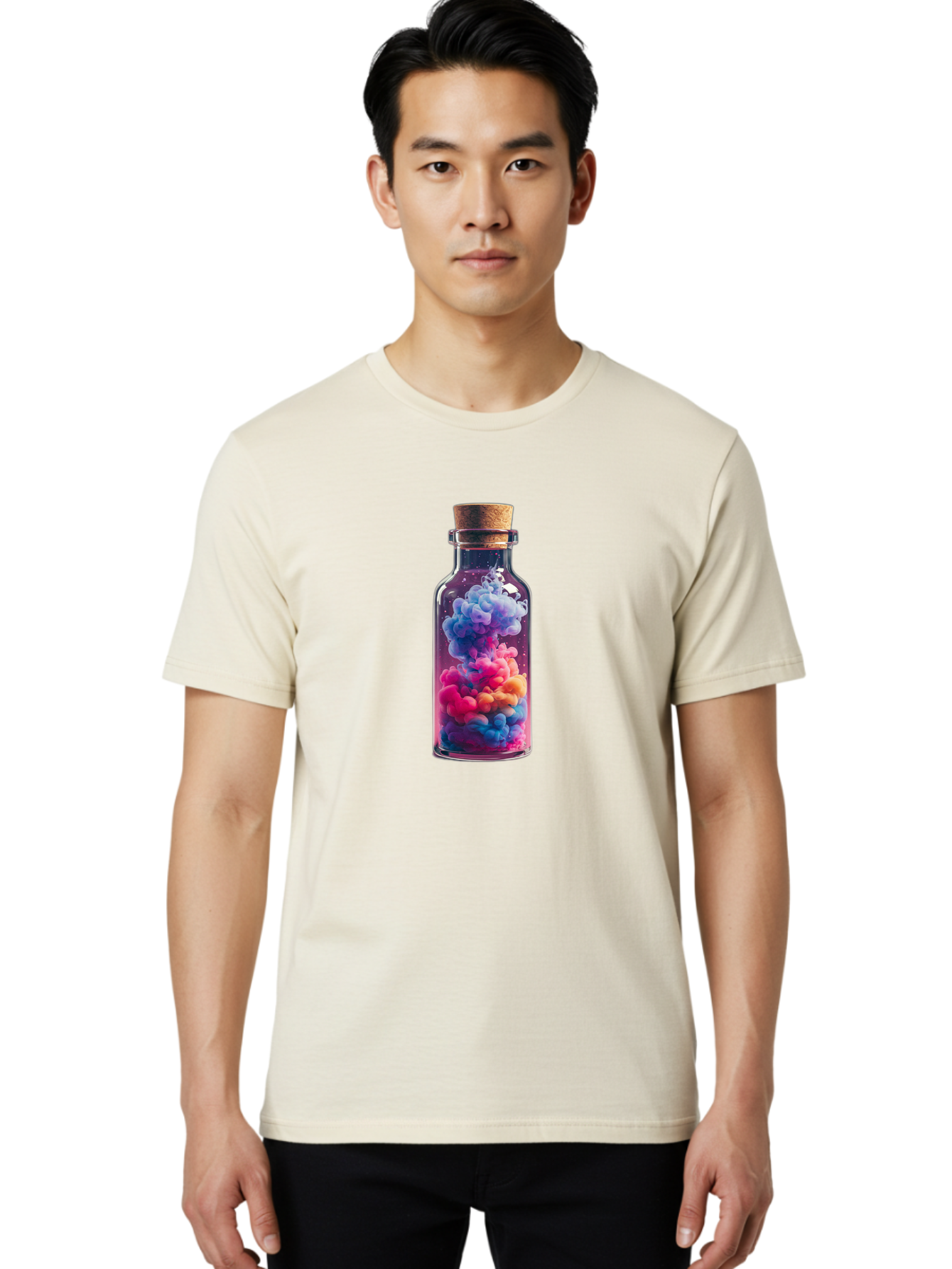 Colorful-Smoke-In-Bottle Men'S Graphic Tee, 100% Cotton, Comfortable Casual Summer Wear, Machine Washable, Vintage Camera, Old Camera, Antique Camera, Black Camera, Classic Photography, Photography Equipment, Nostalgic Device, Film Camera, Bai731