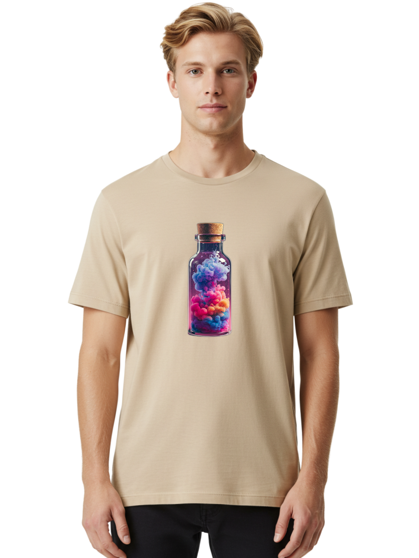Colorful-Smoke-In-Bottle Men'S Graphic Tee, 100% Cotton, Comfortable Casual Summer Wear, Machine Washable, Vintage Camera, Old Camera, Antique Camera, Black Camera, Classic Photography, Photography Equipment, Nostalgic Device, Film Camera, Bai731