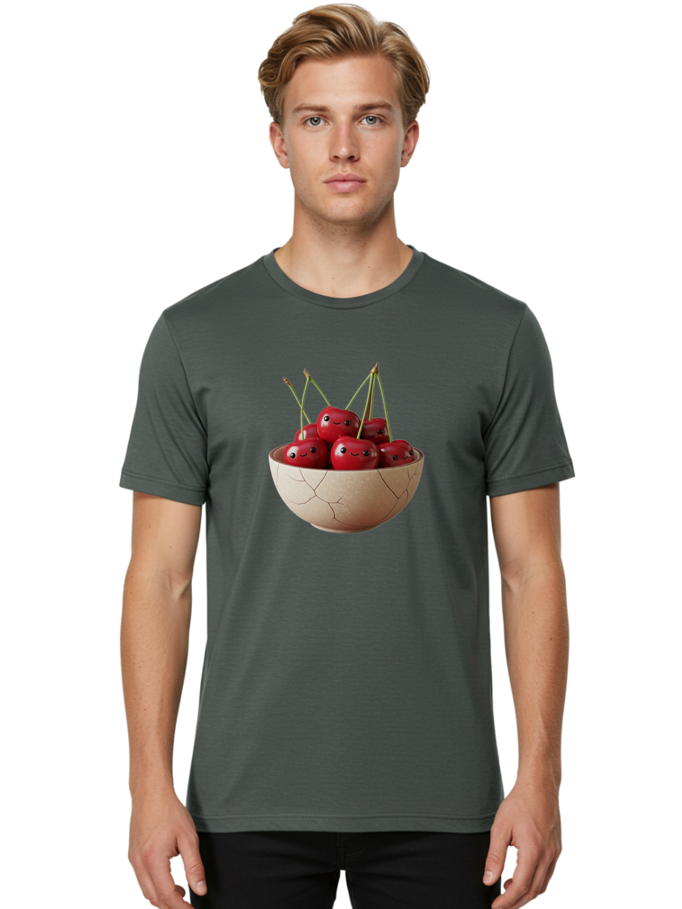 Cracked-Bowl-Cherries-1 Men'S Graphic Tee, 100% Cotton, Comfortable Casual Summer Wear, Machine Washable, Vintage Camera, Old Camera, Antique Camera, Black Camera, Classic Photography, Photography Equipment, Nostalgic Device, Film Camera, Bai738