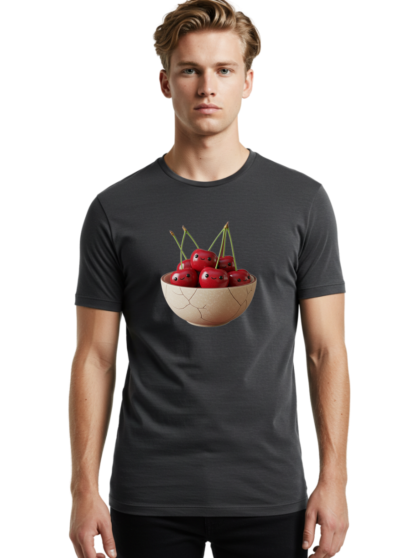 Cracked-Bowl-Cherries-1 Men'S Graphic Tee, 100% Cotton, Comfortable Casual Summer Wear, Machine Washable, Vintage Camera, Old Camera, Antique Camera, Black Camera, Classic Photography, Photography Equipment, Nostalgic Device, Film Camera, Bai738