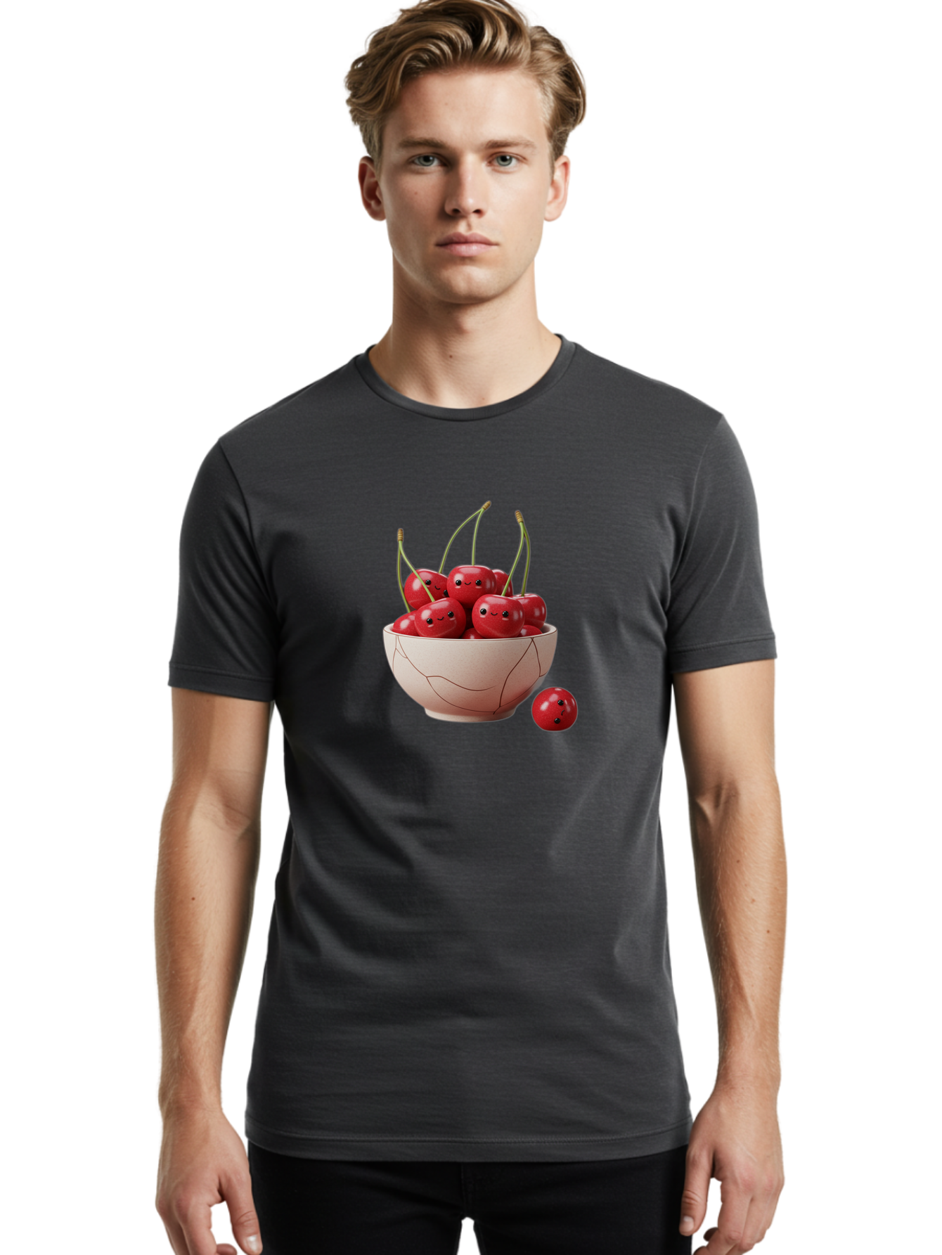 Cracked-Bowl-Cherries-2 Men'S Graphic Tee, 100% Cotton, Comfortable Casual Summer Wear, Machine Washable, Vintage Camera, Old Camera, Antique Camera, Black Camera, Classic Photography, Photography Equipment, Nostalgic Device, Film Camera, Bai739