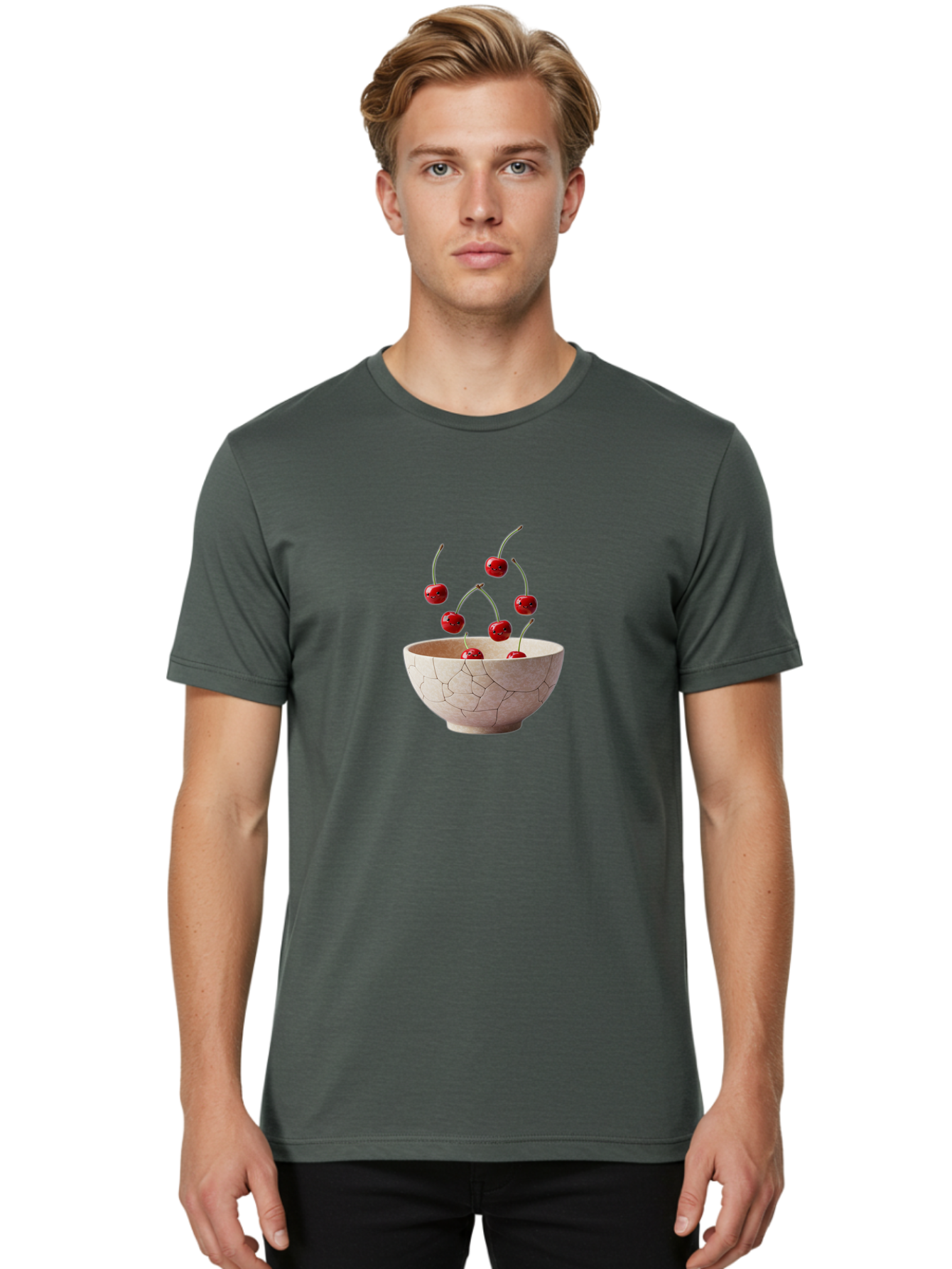 Cracked-Bowl-Cherries-3 Men'S Graphic Tee, 100% Cotton, Comfortable Casual Summer Wear, Machine Washable, Vintage Camera, Old Camera, Antique Camera, Black Camera, Classic Photography, Photography Equipment, Nostalgic Device, Film Camera, Bai740