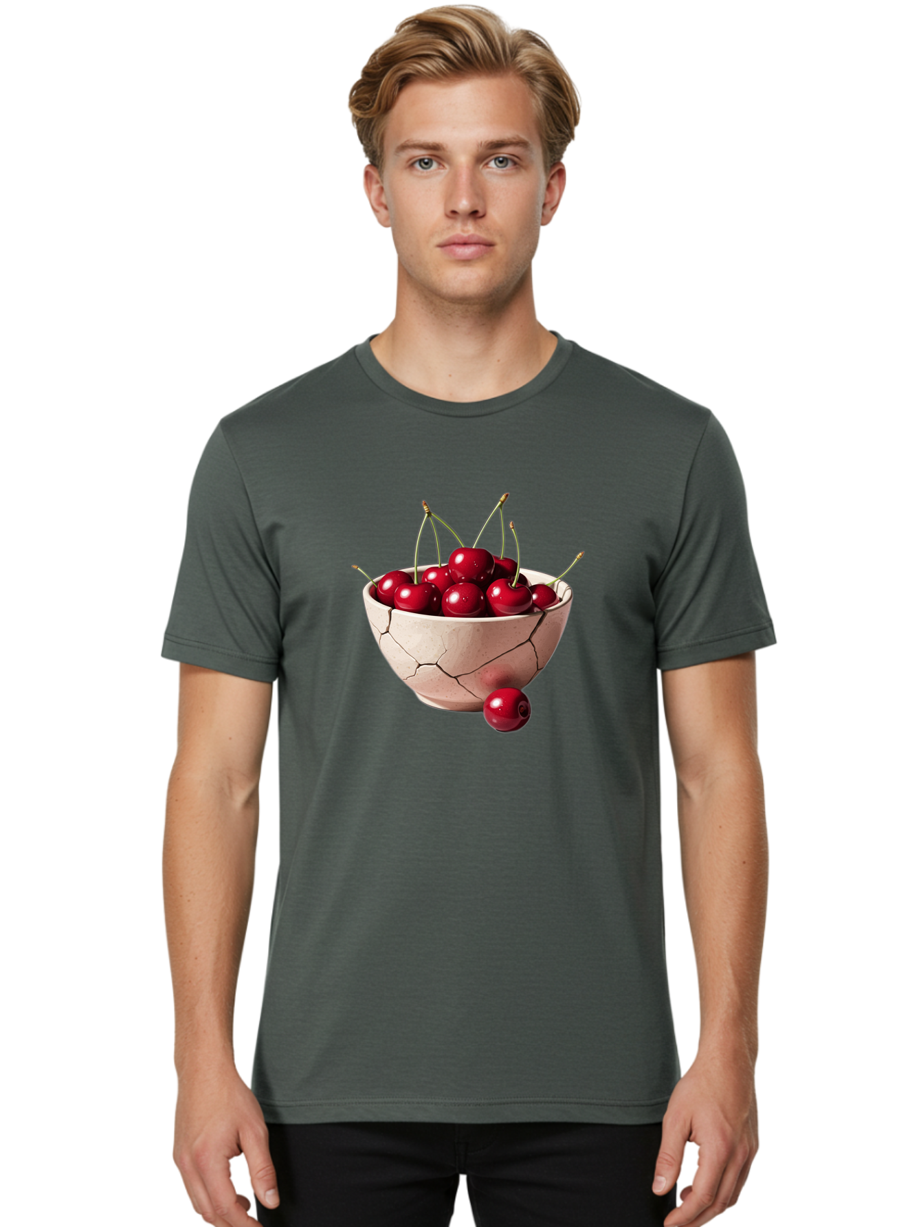 Cracked-Bowl-Cherries-4 Men'S Graphic Tee, 100% Cotton, Comfortable Casual Summer Wear, Machine Washable, Vintage Camera, Old Camera, Antique Camera, Black Camera, Classic Photography, Photography Equipment, Nostalgic Device, Film Camera, Bai741