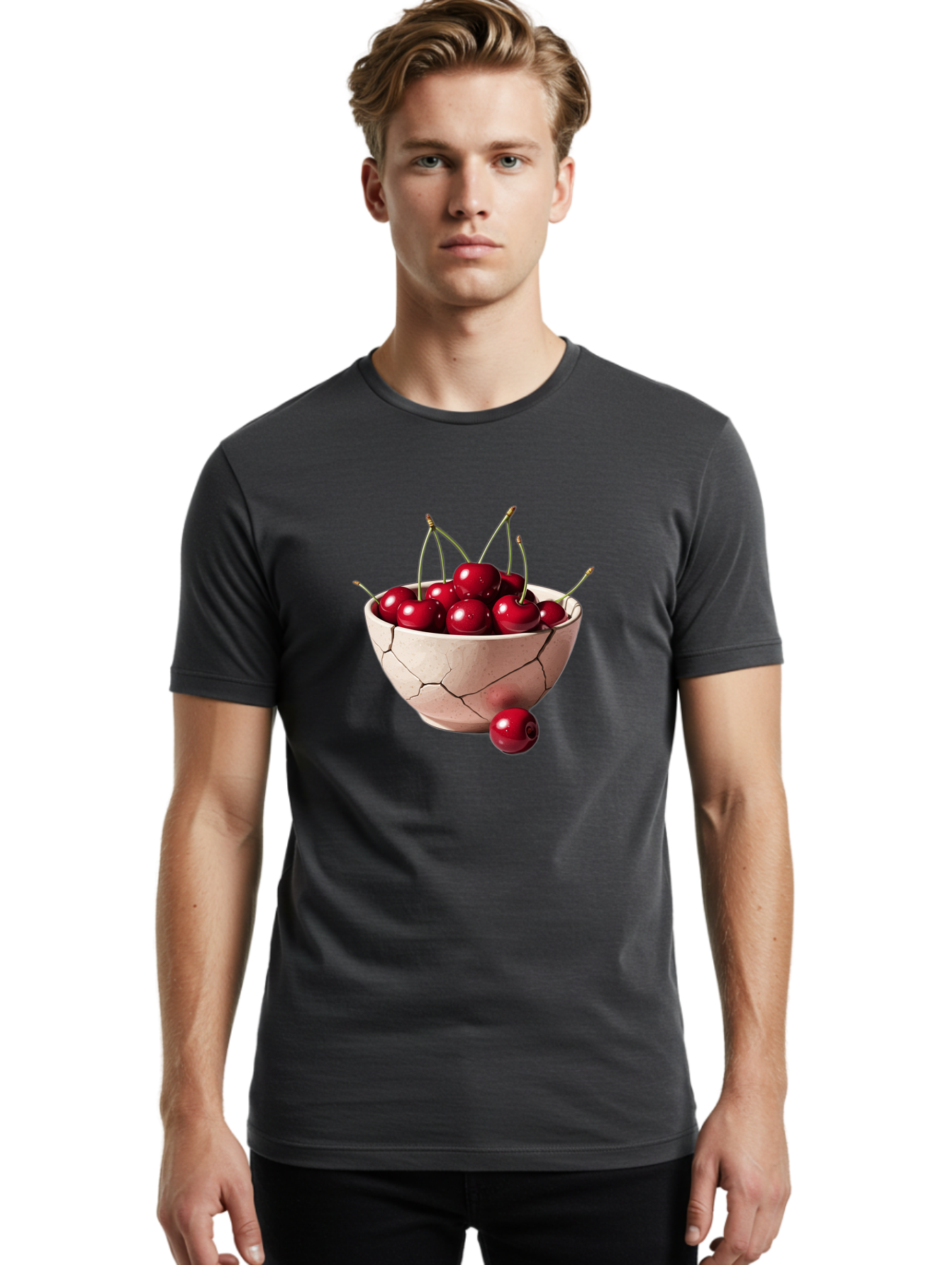 Cracked-Bowl-Cherries-4 Men'S Graphic Tee, 100% Cotton, Comfortable Casual Summer Wear, Machine Washable, Vintage Camera, Old Camera, Antique Camera, Black Camera, Classic Photography, Photography Equipment, Nostalgic Device, Film Camera, Bai741