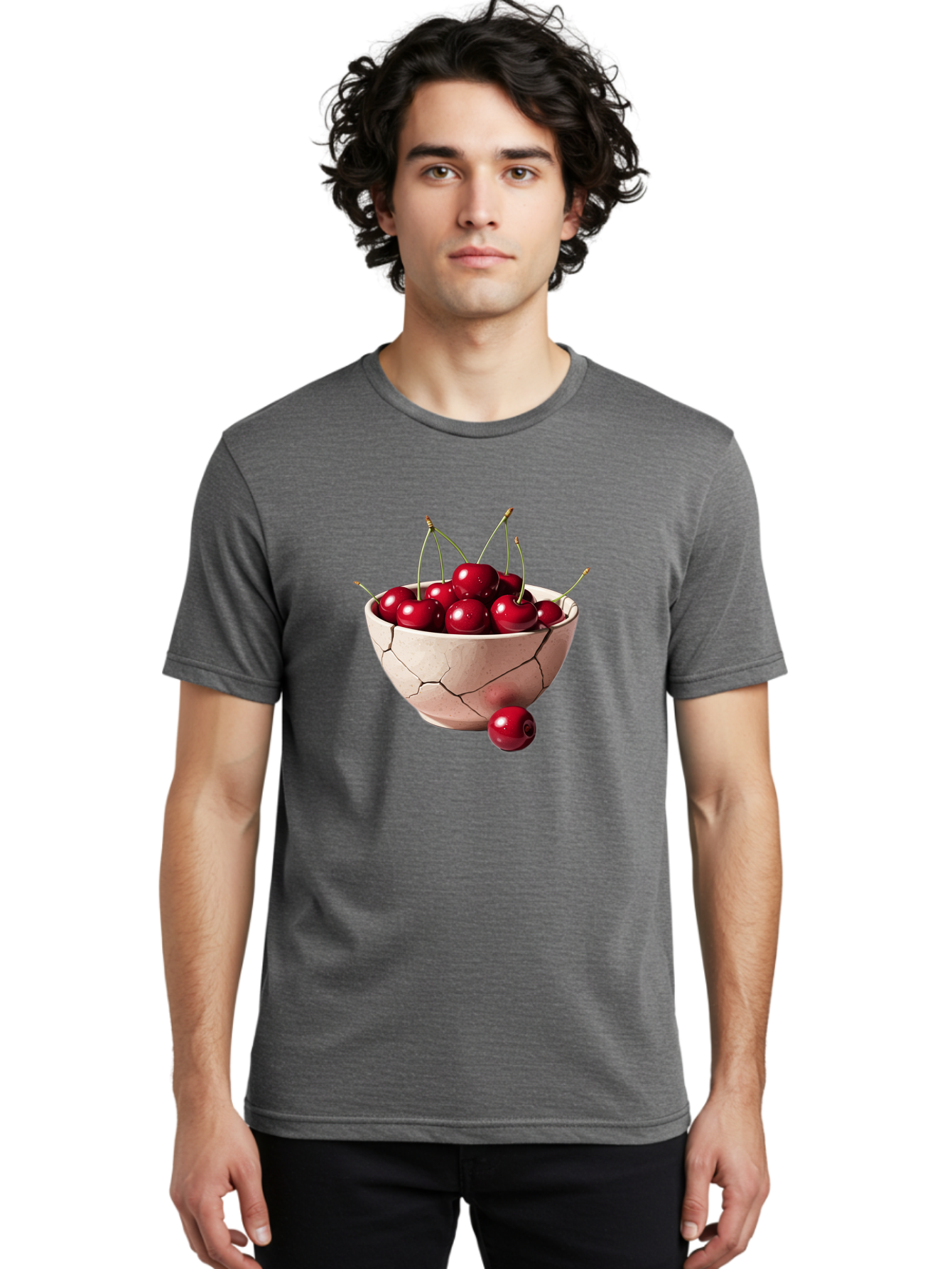 Cracked-Bowl-Cherries-4 Men'S Graphic Tee, 100% Cotton, Comfortable Casual Summer Wear, Machine Washable, Vintage Camera, Old Camera, Antique Camera, Black Camera, Classic Photography, Photography Equipment, Nostalgic Device, Film Camera, Bai741