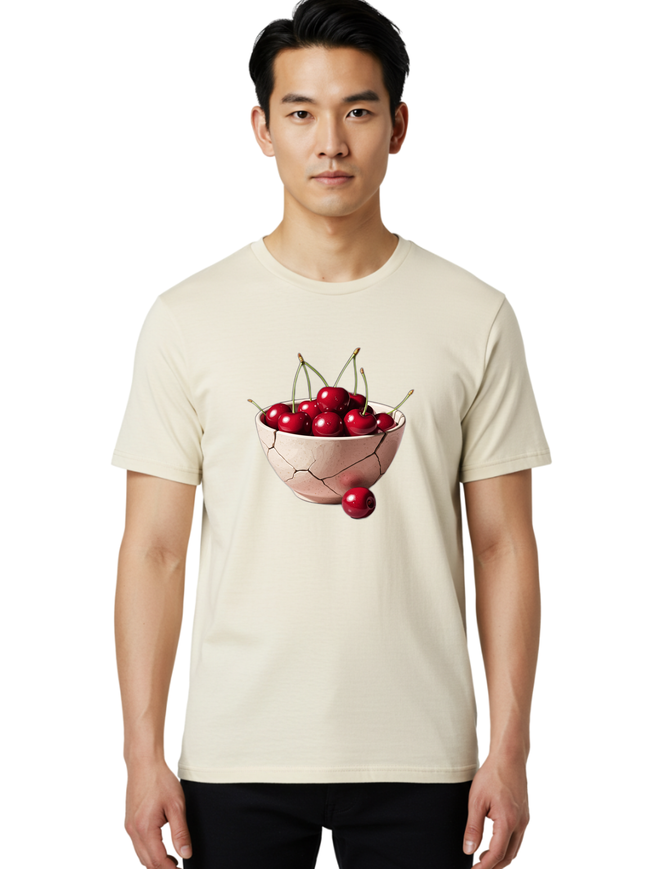 Cracked-Bowl-Cherries-4 Men'S Graphic Tee, 100% Cotton, Comfortable Casual Summer Wear, Machine Washable, Vintage Camera, Old Camera, Antique Camera, Black Camera, Classic Photography, Photography Equipment, Nostalgic Device, Film Camera, Bai741