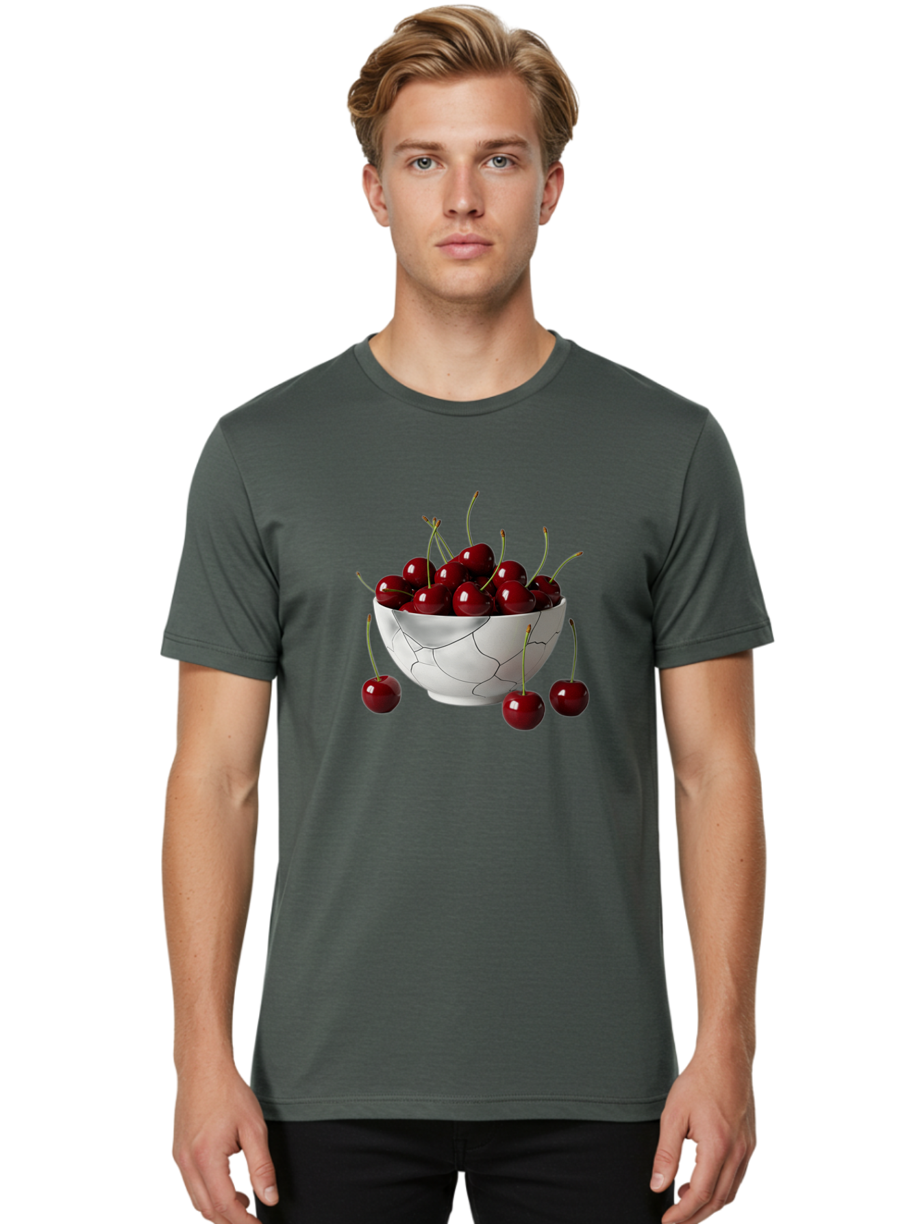 Cracked-Bowl-Cherries Men'S Graphic Tee, 100% Cotton, Comfortable Casual Summer Wear, Machine Washable, Vintage Camera, Old Camera, Antique Camera, Black Camera, Classic Photography, Photography Equipment, Nostalgic Device, Film Camera, Bai742