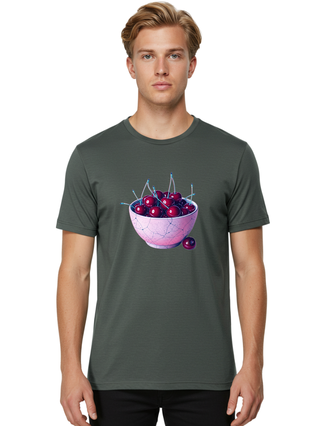 Cracked-Bowl-Of-Cherries Men'S Graphic Tee, 100% Cotton, Comfortable Casual Summer Wear, Machine Washable, Vintage Camera, Old Camera, Antique Camera, Black Camera, Classic Photography, Photography Equipment, Nostalgic Device, Film Camera, Bai743
