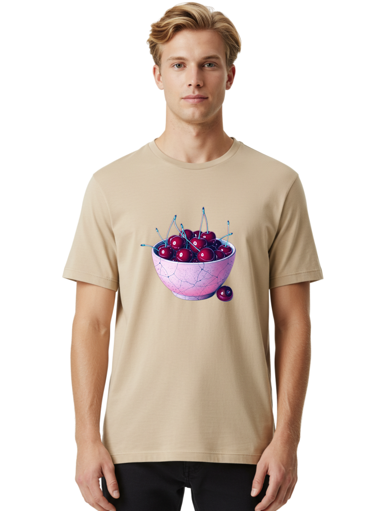 Cracked-Bowl-Of-Cherries Men'S Graphic Tee, 100% Cotton, Comfortable Casual Summer Wear, Machine Washable, Vintage Camera, Old Camera, Antique Camera, Black Camera, Classic Photography, Photography Equipment, Nostalgic Device, Film Camera, Bai743