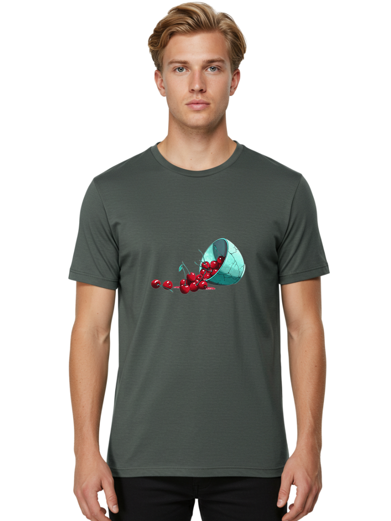 Cracked-Cup-Cherries Men'S Graphic Tee, 100% Cotton, Comfortable Casual Summer Wear, Machine Washable, Vintage Camera, Old Camera, Antique Camera, Black Camera, Classic Photography, Photography Equipment, Nostalgic Device, Film Camera, Bai745