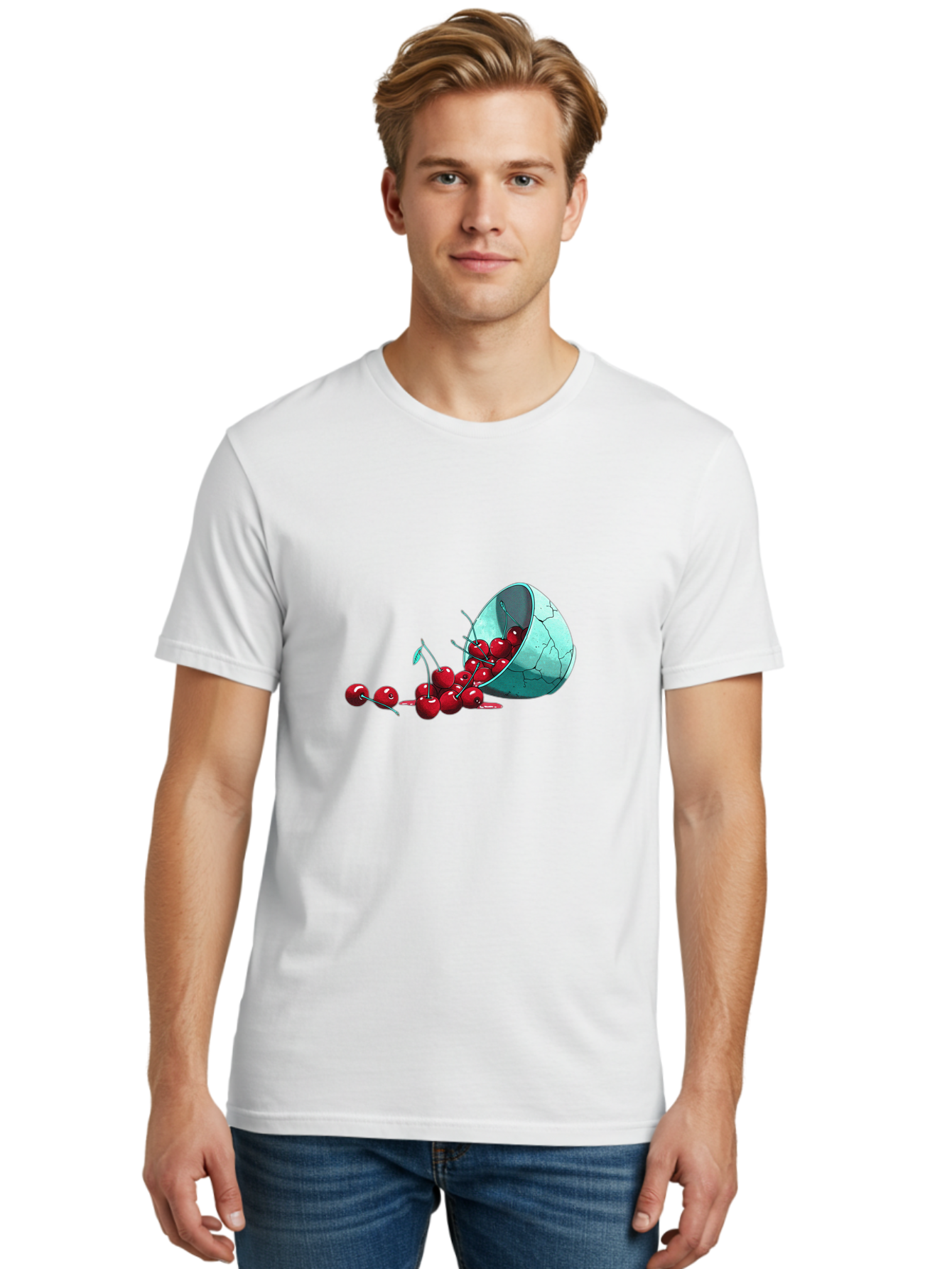 Cracked-Cup-Cherries Men'S Graphic Tee, 100% Cotton, Comfortable Casual Summer Wear, Machine Washable, Vintage Camera, Old Camera, Antique Camera, Black Camera, Classic Photography, Photography Equipment, Nostalgic Device, Film Camera, Bai745