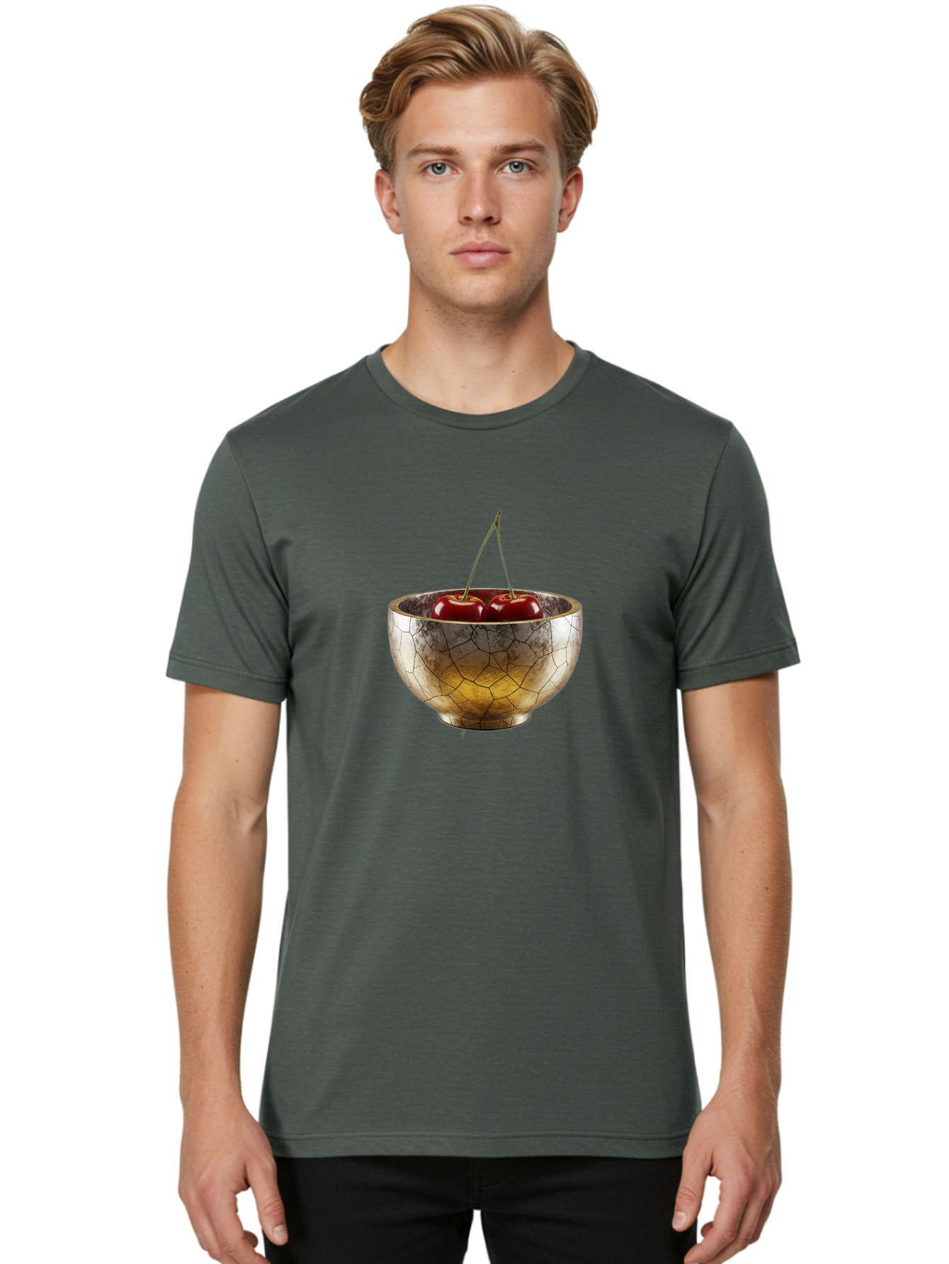Cracked-Gold-Bowl-With-Cherries Men'S Graphic Tee, 100% Cotton, Comfortable Casual Summer Wear, Machine Washable, Vintage Camera, Old Camera, Antique Camera, Black Camera, Classic Photography, Photography Equipment, Nostalgic Device, Bai747