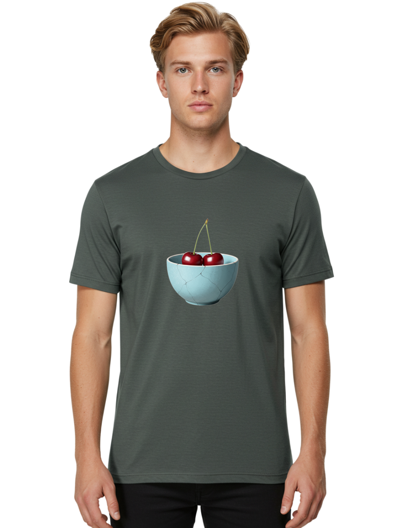 Cracked-White-Bowl-Cherries Men'S Graphic Tee, 100% Cotton, Comfortable Casual Summer Wear, Machine Washable, Vintage Camera, Old Camera, Antique Camera, Black Camera, Classic Photography, Photography Equipment, Nostalgic Device, Film Camera, Bai748