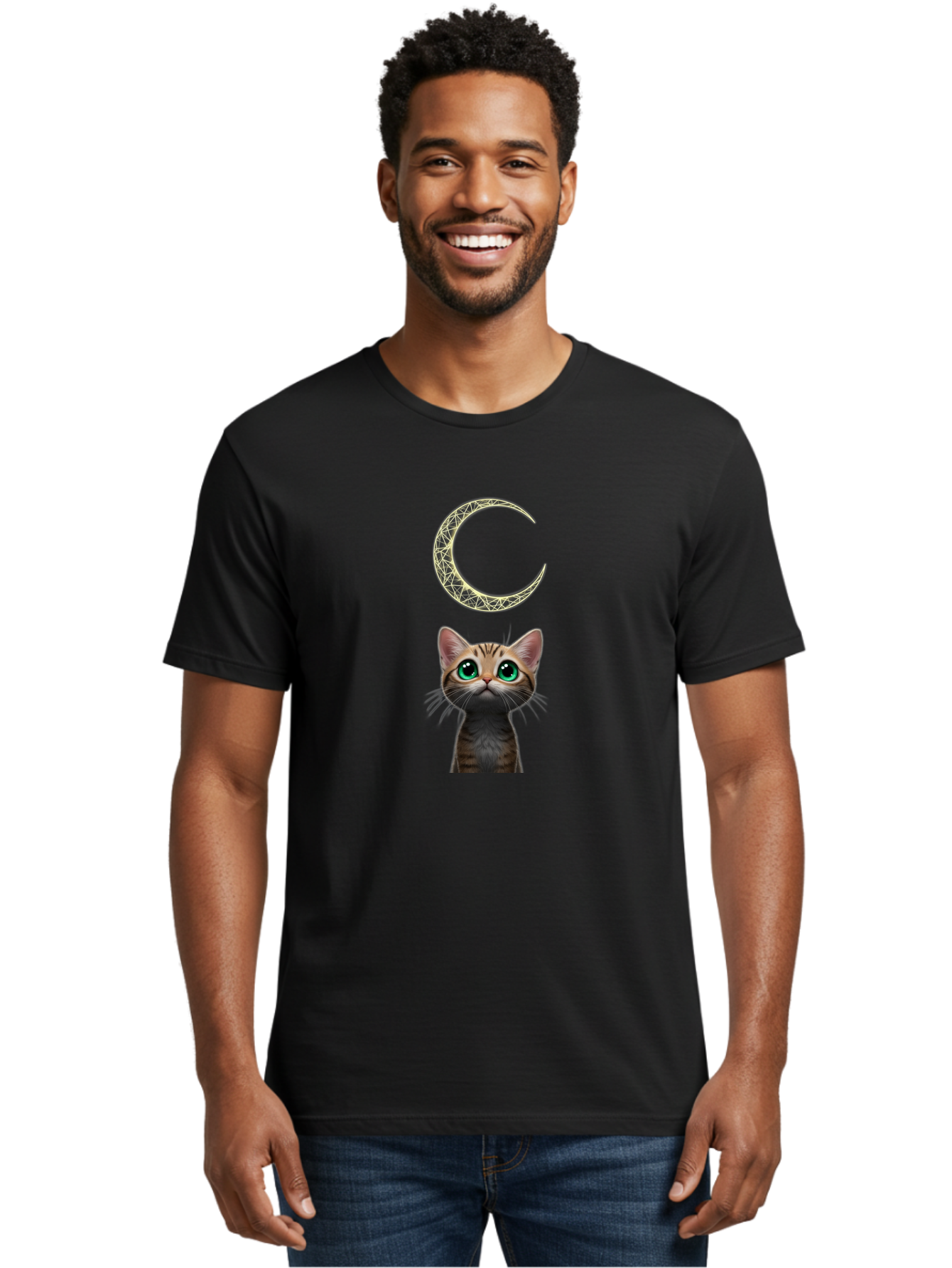 Crescent-Moon-Cat Men'S Graphic Tee, 100% Cotton, Comfortable Casual Summer Wear, Machine Washable, Vintage Camera, Old Camera, Antique Camera, Black Camera, Classic Photography, Photography Equipment, Nostalgic Device, Film Camera, Camera Art Bai749