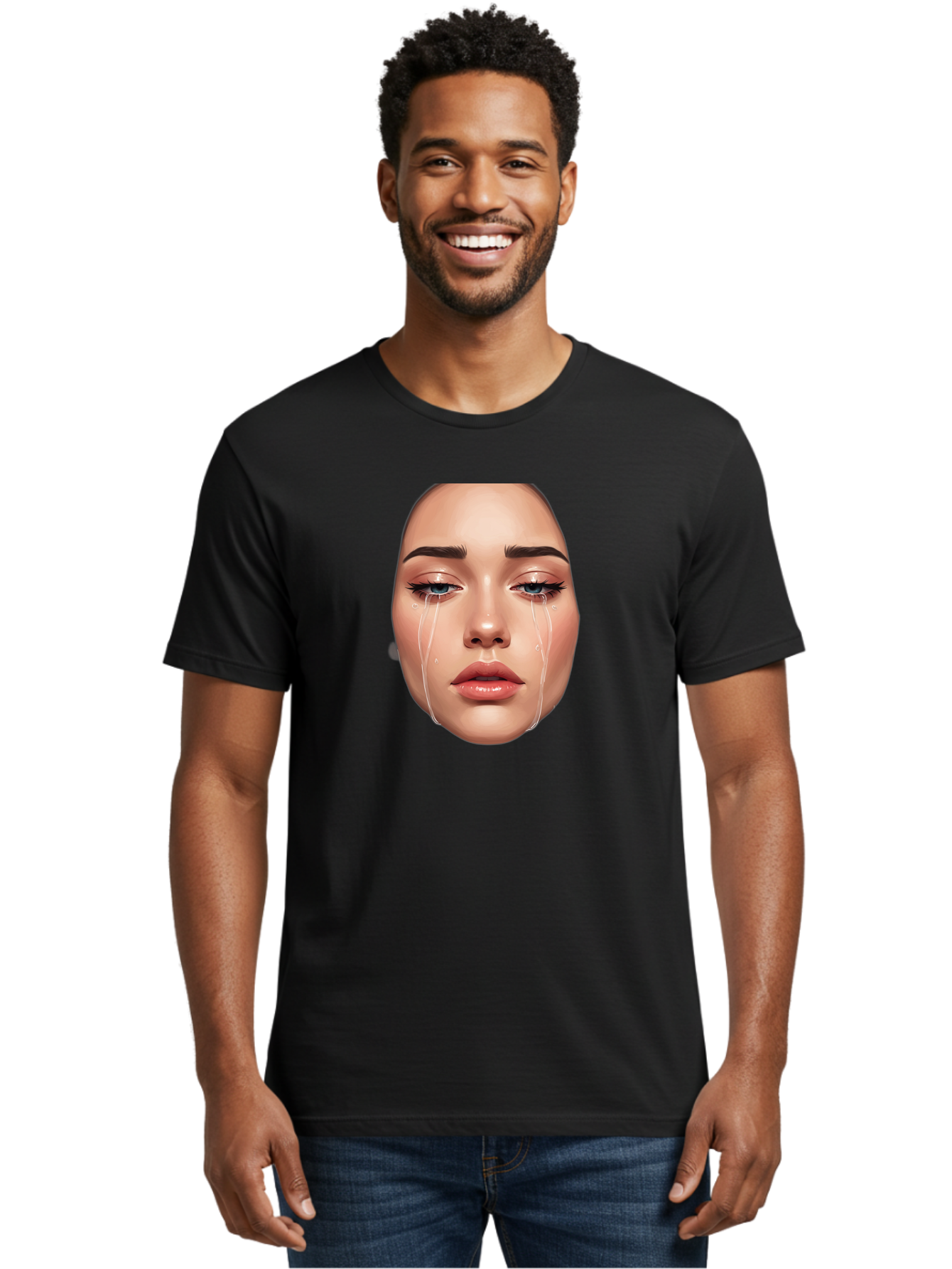 Crying-Face-1 Men'S Graphic Tee, 100% Cotton, Comfortable Casual Summer Wear, Machine Washable, Vintage Camera, Old Camera, Antique Camera, Black Camera, Classic Photography, Photography Equipment, Nostalgic Device, Film Camera, Camera Art Bai751