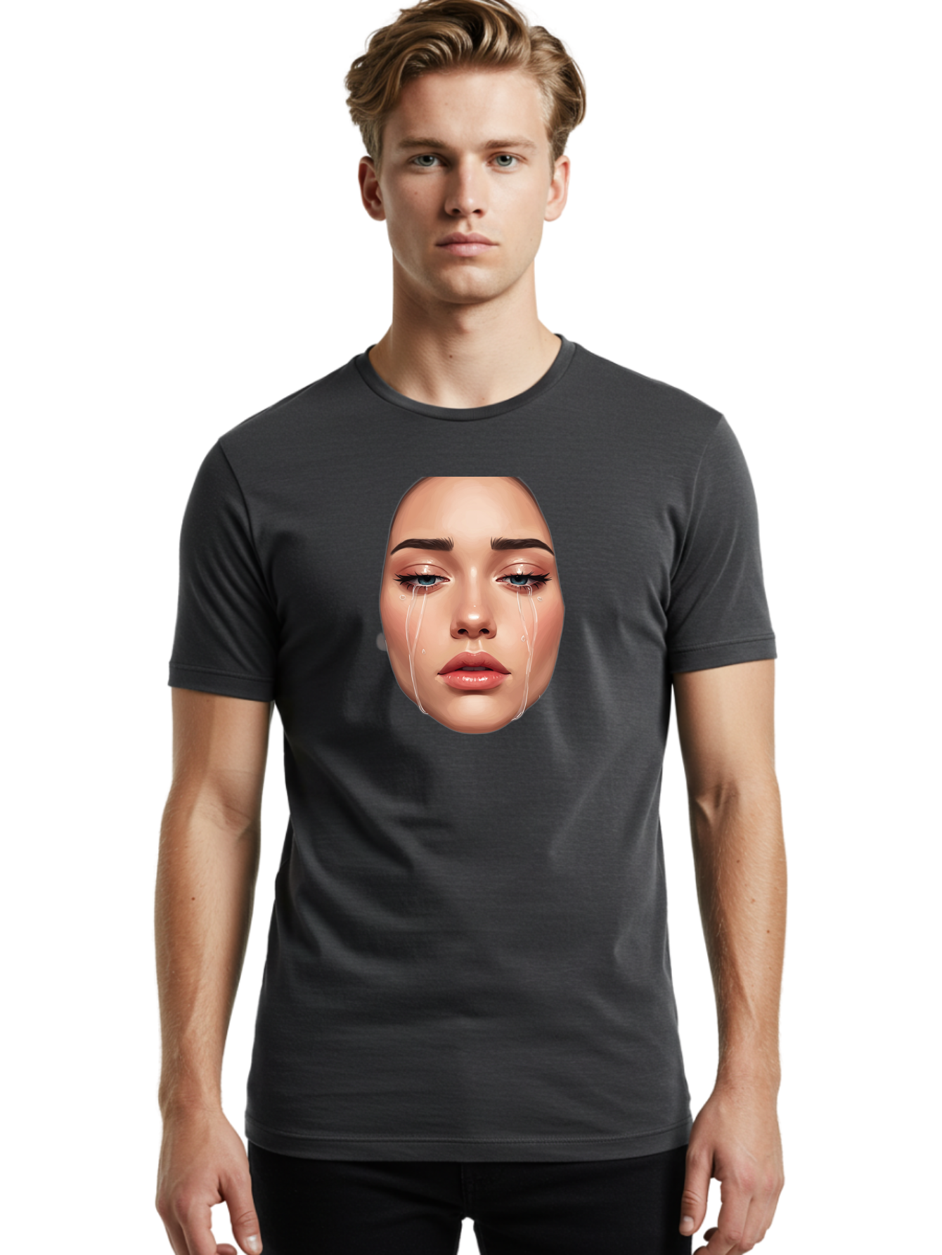 Crying-Face-1 Men'S Graphic Tee, 100% Cotton, Comfortable Casual Summer Wear, Machine Washable, Vintage Camera, Old Camera, Antique Camera, Black Camera, Classic Photography, Photography Equipment, Nostalgic Device, Film Camera, Camera Art Bai751