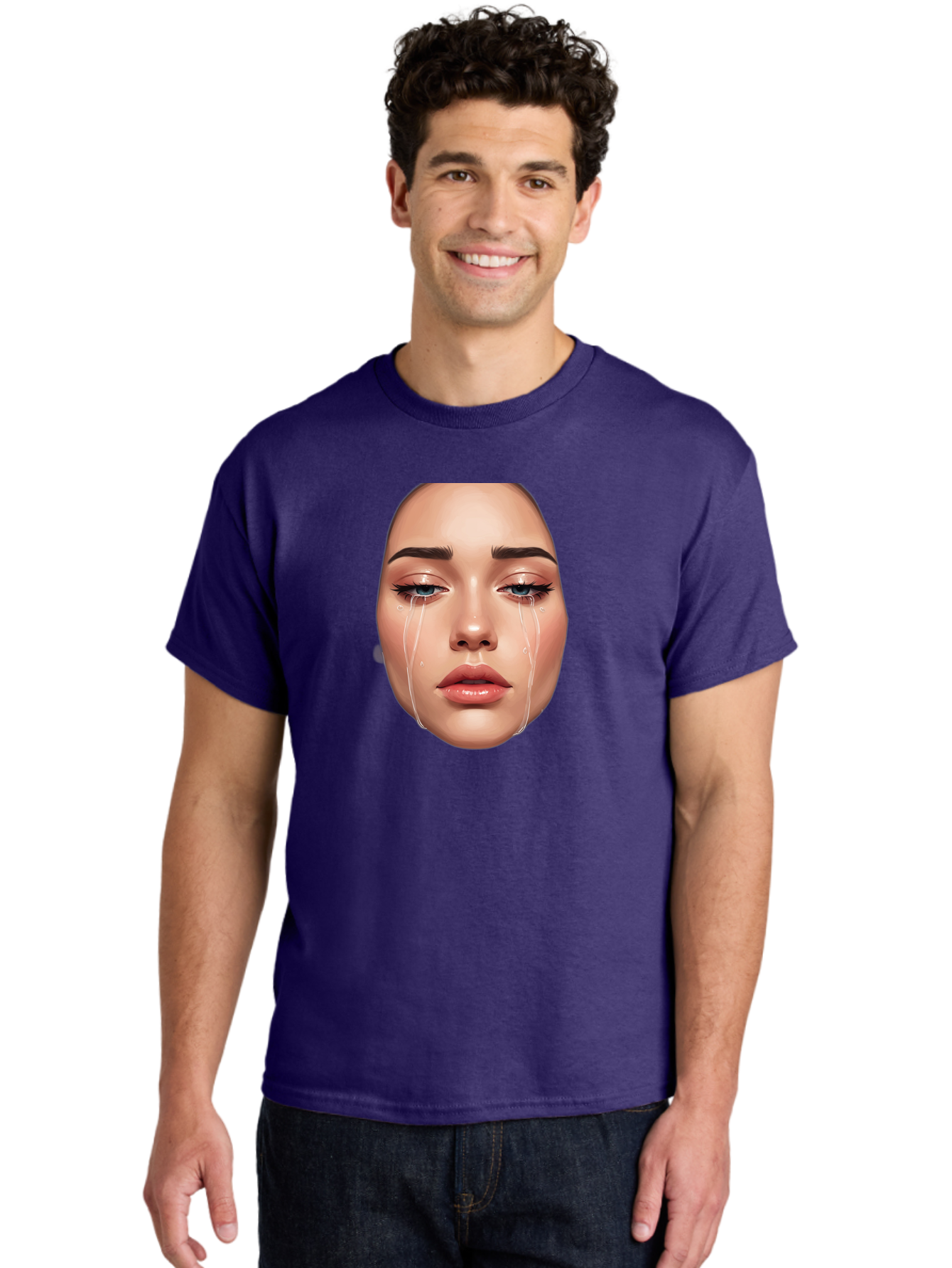 Crying-Face-1 Men'S Graphic Tee, 100% Cotton, Comfortable Casual Summer Wear, Machine Washable, Vintage Camera, Old Camera, Antique Camera, Black Camera, Classic Photography, Photography Equipment, Nostalgic Device, Film Camera, Camera Art Bai751