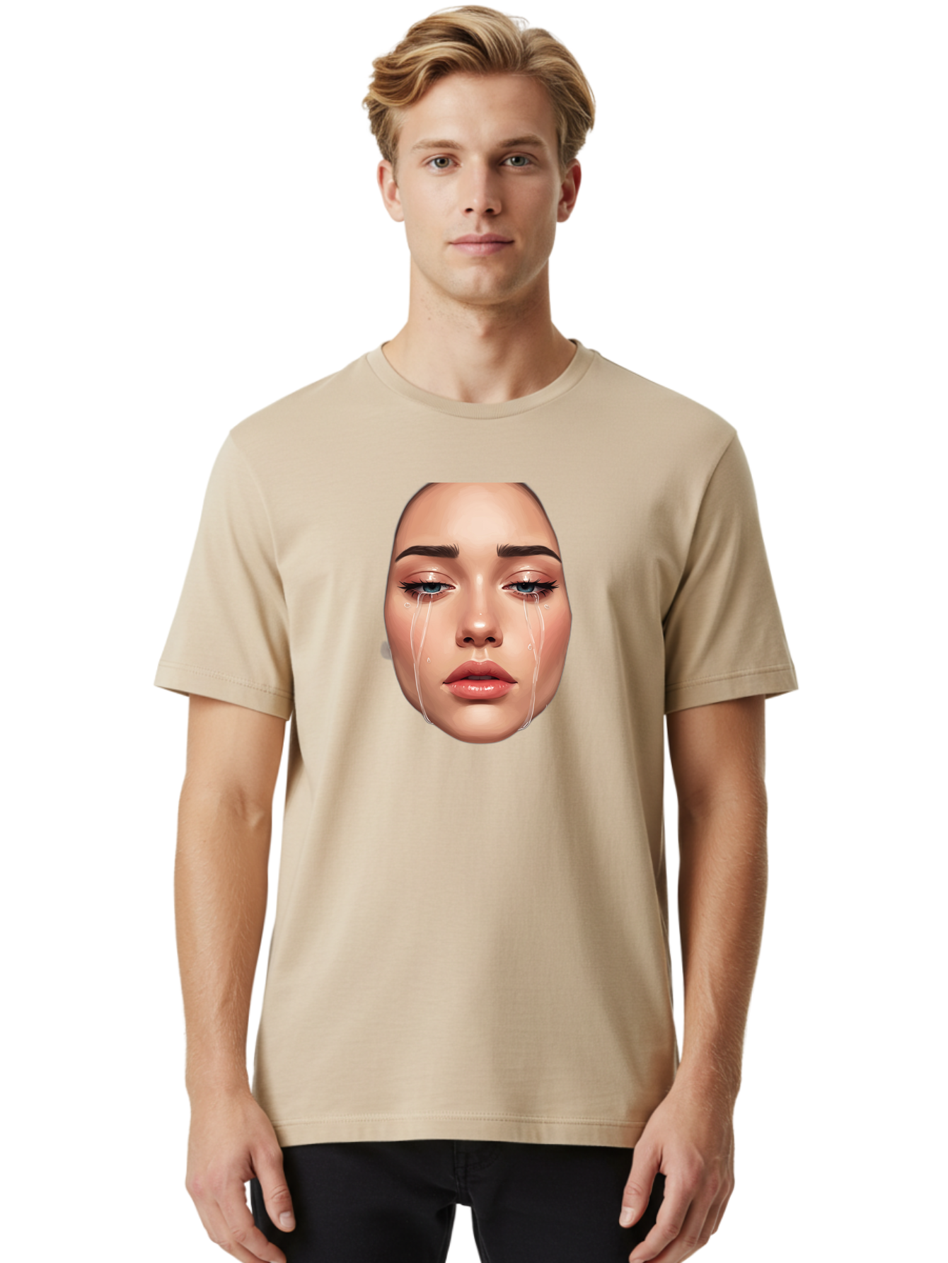 Crying-Face-1 Men'S Graphic Tee, 100% Cotton, Comfortable Casual Summer Wear, Machine Washable, Vintage Camera, Old Camera, Antique Camera, Black Camera, Classic Photography, Photography Equipment, Nostalgic Device, Film Camera, Camera Art Bai751