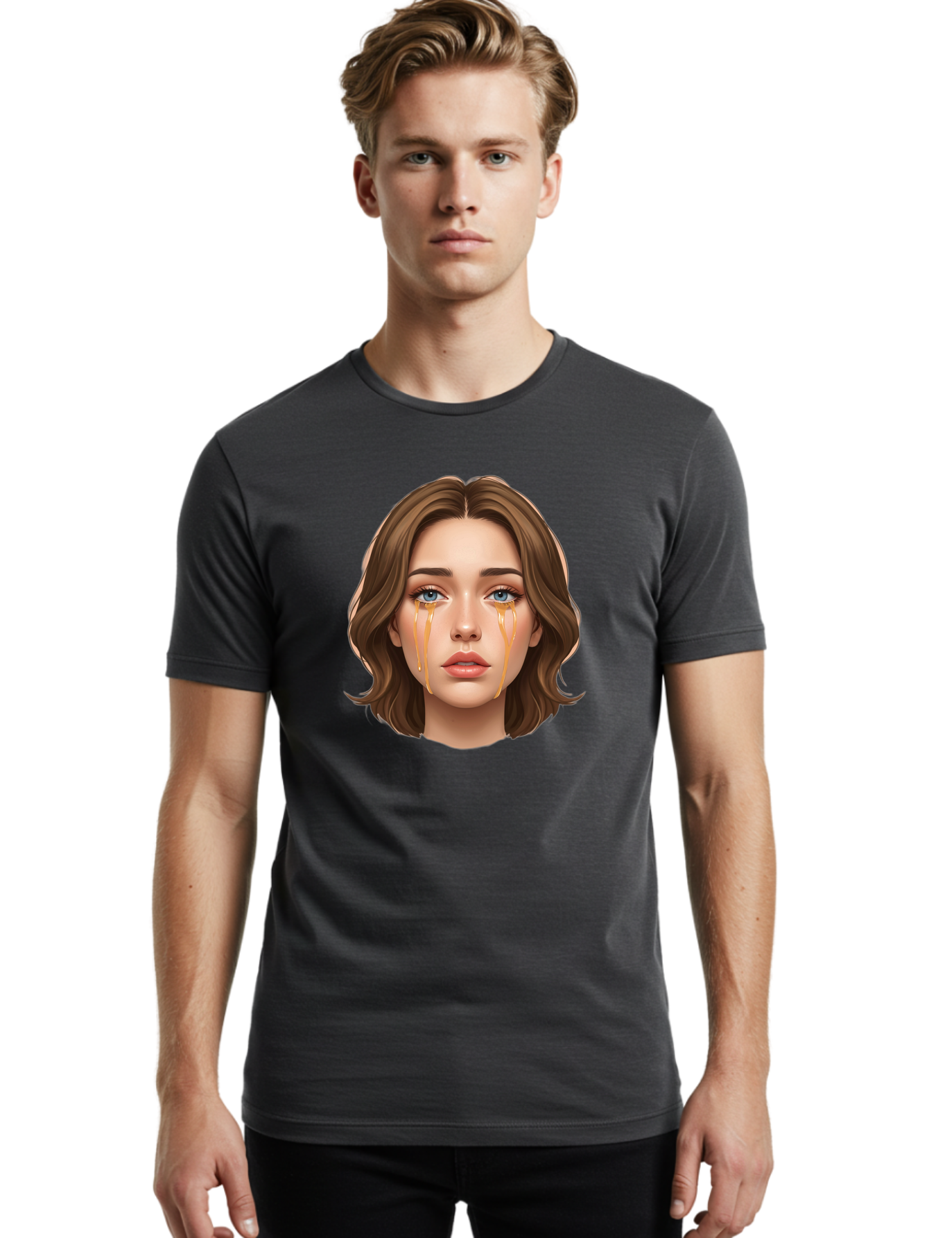 Crying-Woman-2 Men'S Graphic Tee, 100% Cotton, Comfortable Casual Summer Wear, Machine Washable, Vintage Camera, Old Camera, Antique Camera, Black Camera, Classic Photography, Photography Equipment, Nostalgic Device, Film Camera, Camera Art Bai758