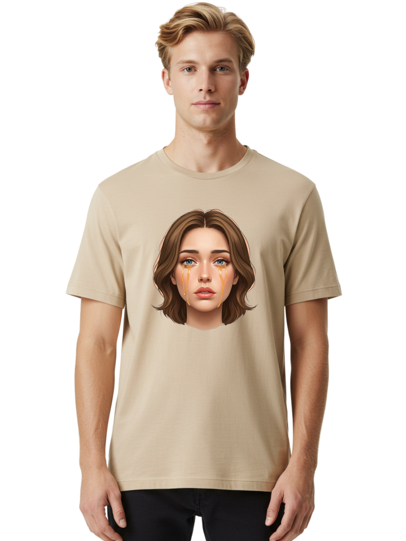 Crying-Woman-2 Men'S Graphic Tee, 100% Cotton, Comfortable Casual Summer Wear, Machine Washable, Vintage Camera, Old Camera, Antique Camera, Black Camera, Classic Photography, Photography Equipment, Nostalgic Device, Film Camera, Camera Art Bai758
