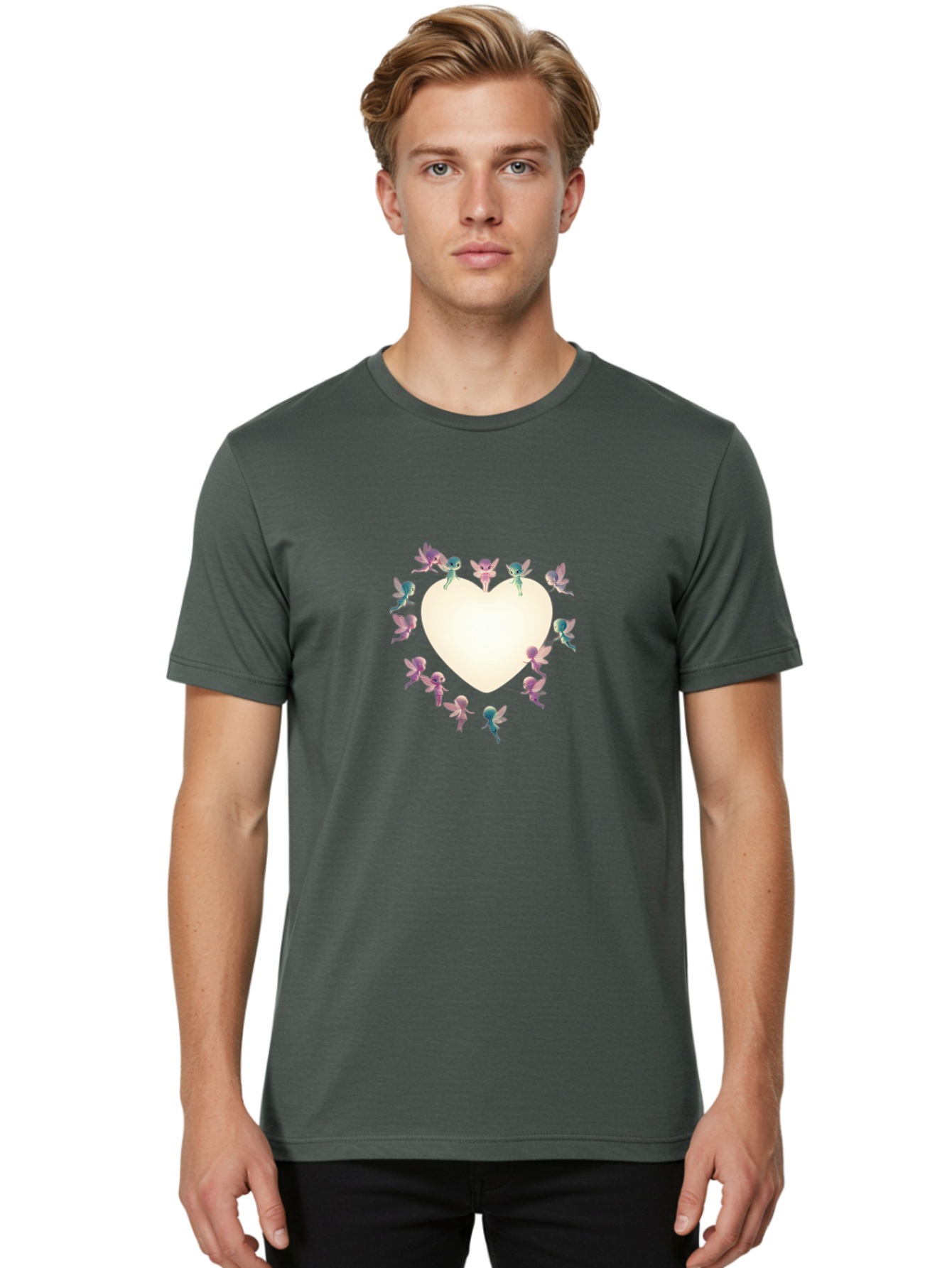 Cupid-Fairies-Heart Men'S Graphic Tee, 100% Cotton, Comfortable Casual Summer Wear, Machine Washable, Vintage Camera, Old Camera, Antique Camera, Black Camera, Classic Photography, Photography Equipment, Nostalgic Device, Film Camera, Bai760