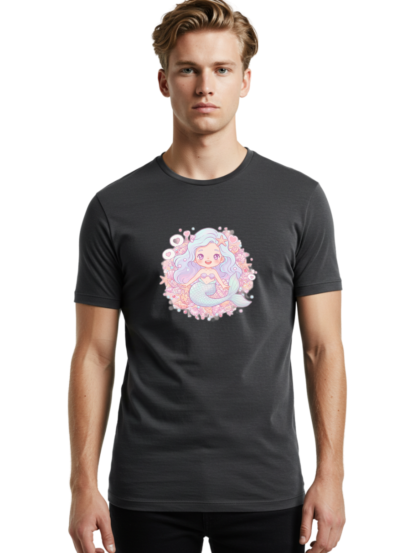 Cute-Mermaid-Girl-1 Men'S Graphic Tee, 100% Cotton, Comfortable Casual Summer Wear, Machine Washable, Vintage Camera, Old Camera, Antique Camera, Black Camera, Classic Photography, Photography Equipment, Nostalgic Device, Film Camera, Bai764