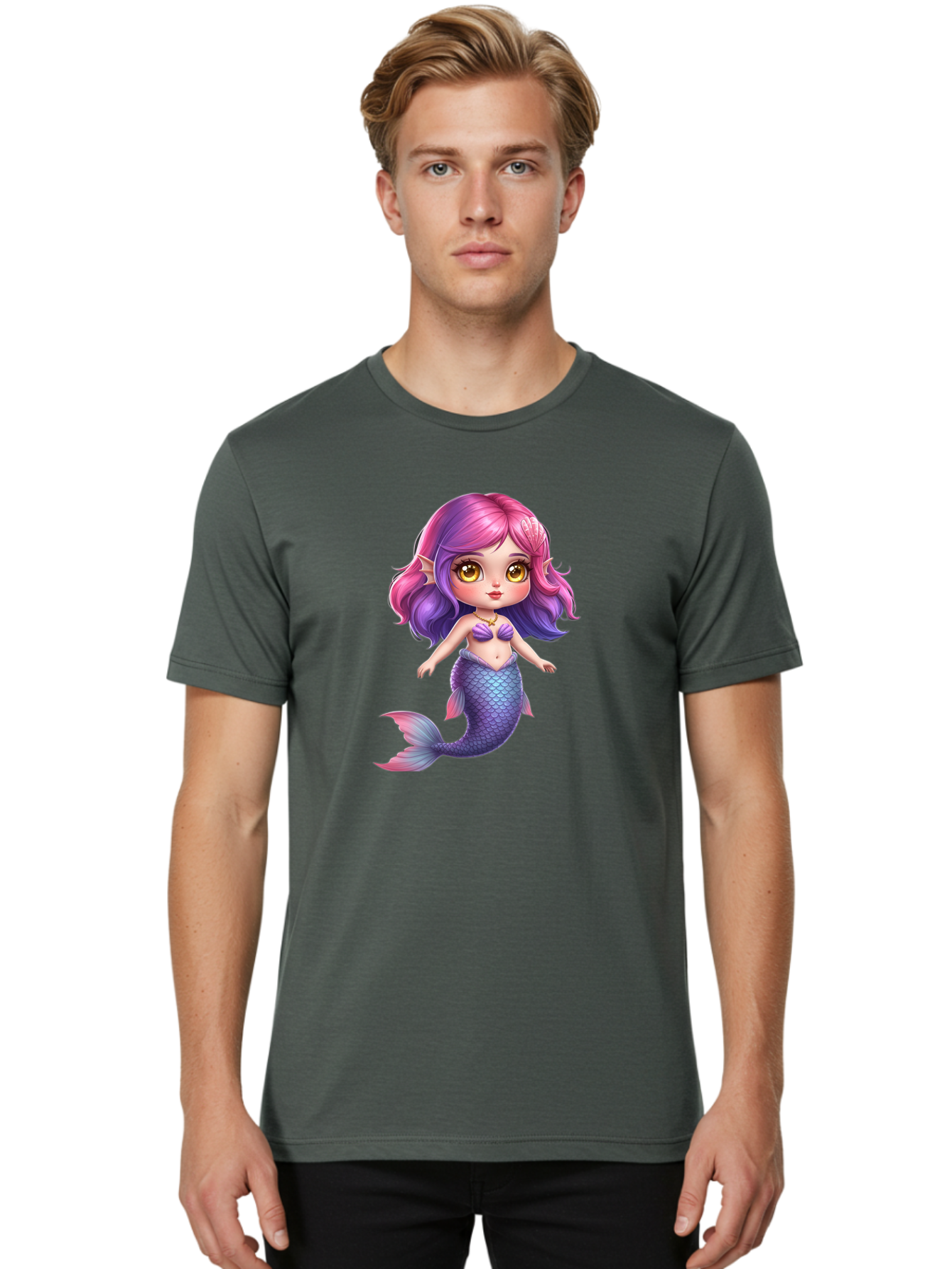 Cute-Mermaid-Girl Men'S Graphic Tee, 100% Cotton, Comfortable Casual Summer Wear, Machine Washable, Vintage Camera, Old Camera, Antique Camera, Black Camera, Classic Photography, Photography Equipment, Nostalgic Device, Film Camera, Camera Art Bai765