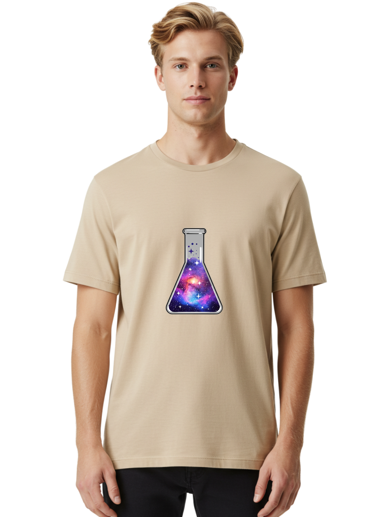Erlenmeyer-Flask-Galaxy Men'S Graphic Tee, 100% Cotton, Comfortable Casual Summer Wear, Machine Washable, Vintage Camera, Old Camera, Antique Camera, Black Camera, Classic Photography, Photography Equipment, Nostalgic Device, Film Camera, Bai780