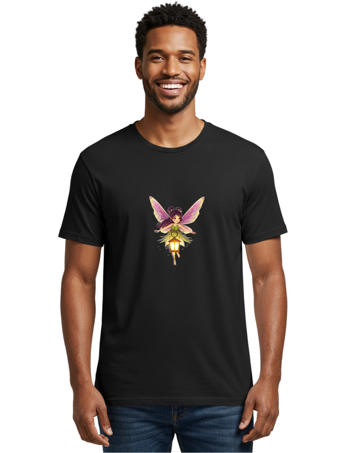 Fairy-With-Lantern-1 Men'S Graphic Tee, 100% Cotton, Comfortable Casual Summer Wear, Machine Washable, Vintage Camera, Old Camera, Antique Camera, Black Camera, Classic Photography, Photography Equipment, Nostalgic Device, Film Camera, Bai798