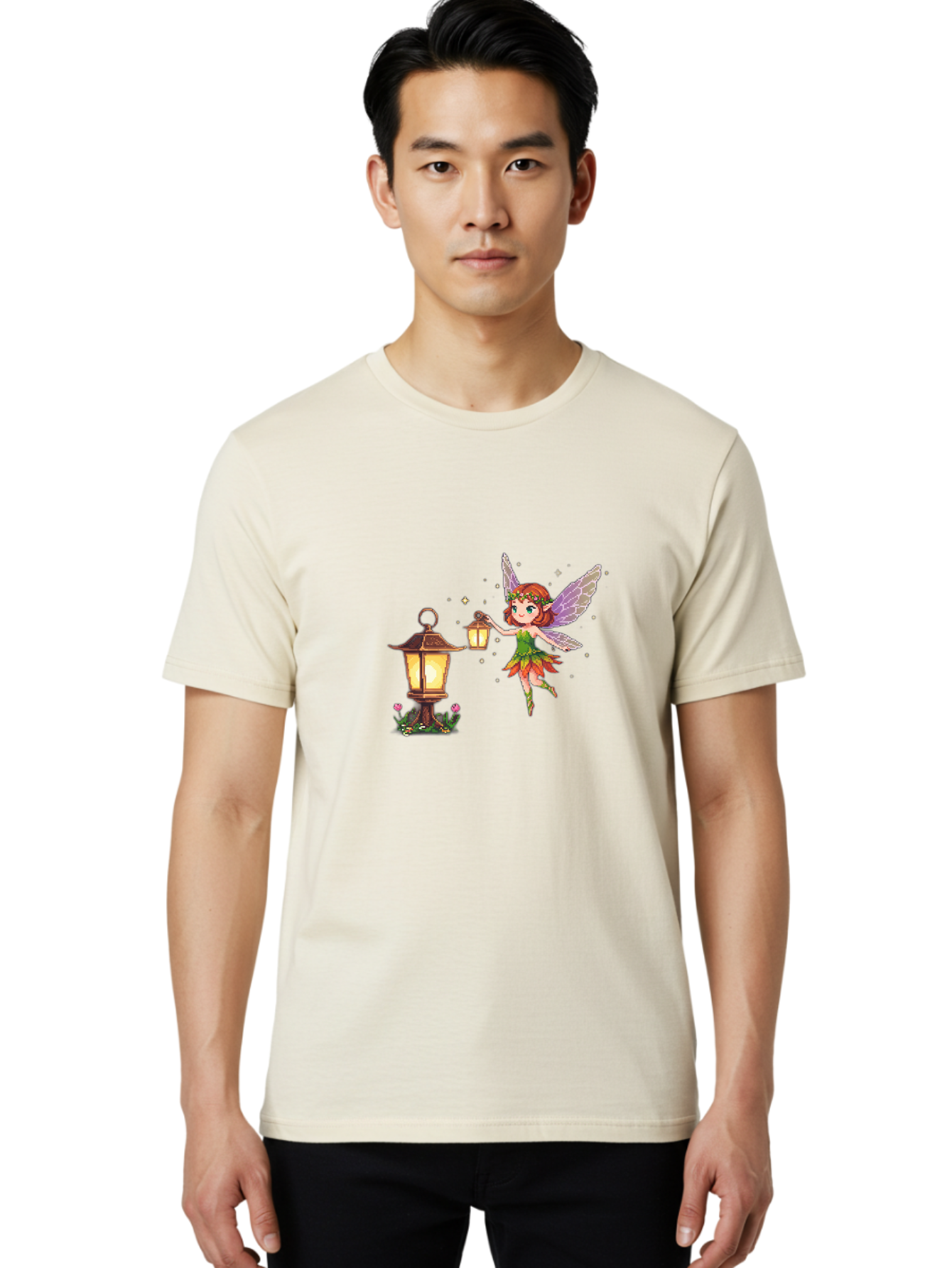 Fairy-With-Lantern-2 Men'S Graphic Tee, 100% Cotton, Comfortable Casual Summer Wear, Machine Washable, Vintage Camera, Old Camera, Antique Camera, Black Camera, Classic Photography, Photography Equipment, Nostalgic Device, Film Camera, Bai799