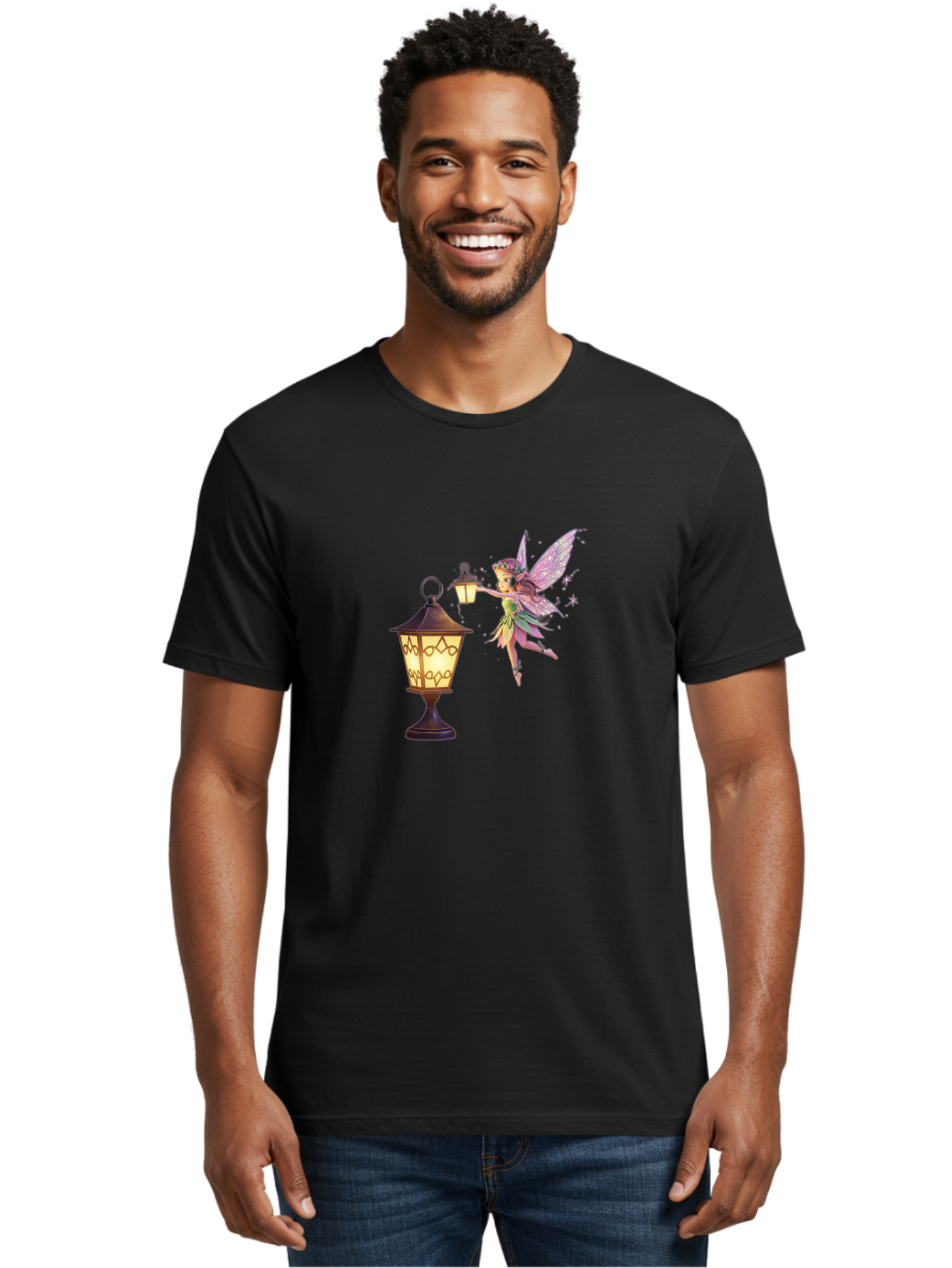 Fairy-With-Lantern-3 Men'S Graphic Tee, 100% Cotton, Comfortable Casual Summer Wear, Machine Washable, Vintage Camera, Old Camera, Antique Camera, Black Camera, Classic Photography, Photography Equipment, Nostalgic Device, Film Camera, Bai800