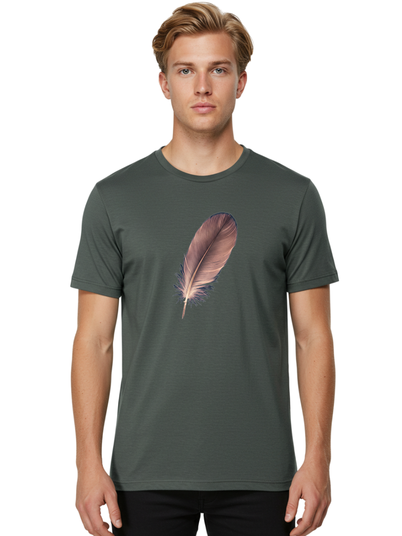 Feather-1 Men'S Graphic Tee, 100% Cotton, Comfortable Casual Summer Wear, Machine Washable, Vintage Camera, Old Camera, Antique Camera, Black Camera, Classic Photography, Photography Equipment, Nostalgic Device, Film Camera, Camera Art Bai804