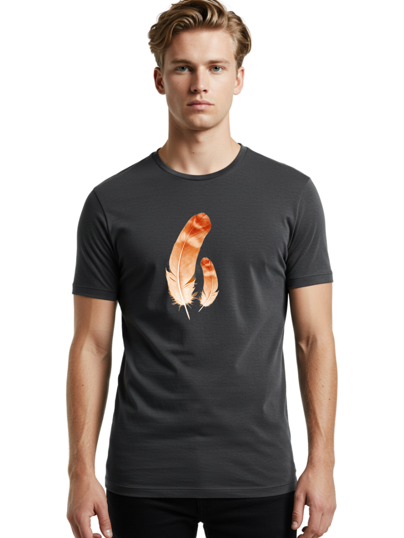 Feathers-1 Men'S Graphic Tee, 100% Cotton, Comfortable Casual Summer Wear, Machine Washable, Vintage Camera, Old Camera, Antique Camera, Black Camera, Classic Photography, Photography Equipment, Nostalgic Device, Film Camera, Camera Art Bai812